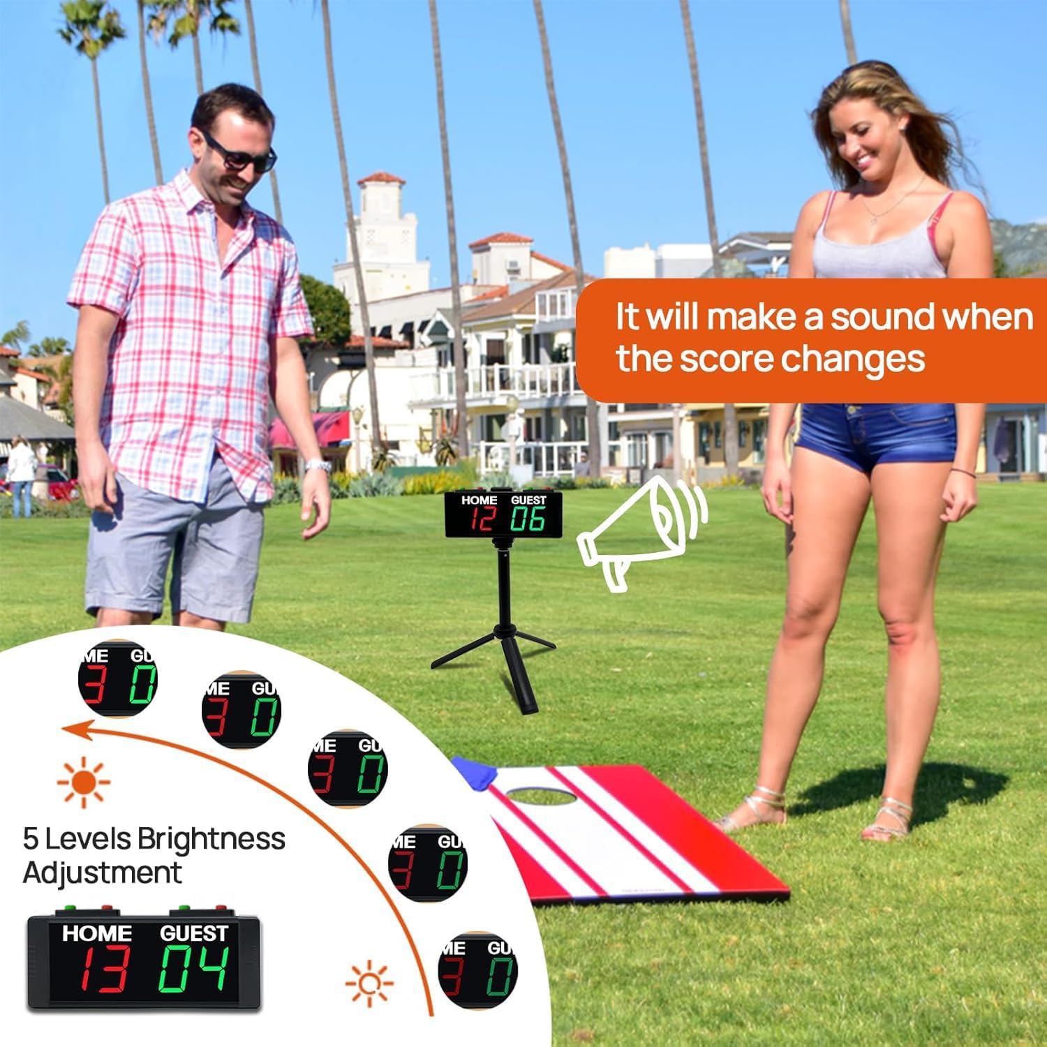 YZ Battery Powered Scoreboard Clock Timer with Buttons, Portable Digital Scoreboard with Remote, Electronic Scoreboard with Stand, Cornhole Score Keeper for Outdoor Yard Games/Shuffleboard/Pickleball - Image 4