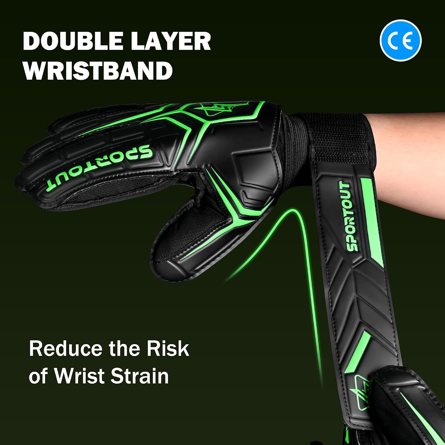 Sportout Goalie Gloves, Goalkeeper Gloves with Finger Protection, Breathable Soccer Goalie Gloves, 4mm Latex, for Kids Youth and Adult - Image 5