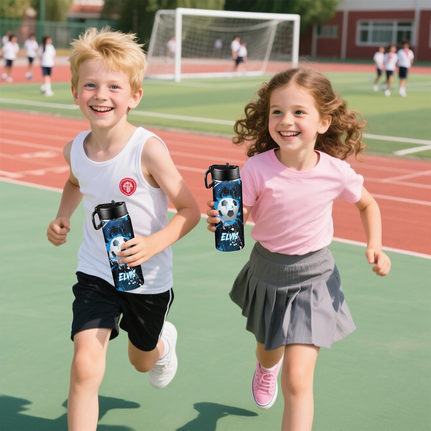 Personalized Soccer Water Bottles for Boys, 18oz Kids Thermos | Custom Name, Stainless Steel Straw Lid, Vacuum Insulated, Leakproof Loop, Perfect School Birthday Boys Gift - Image 7