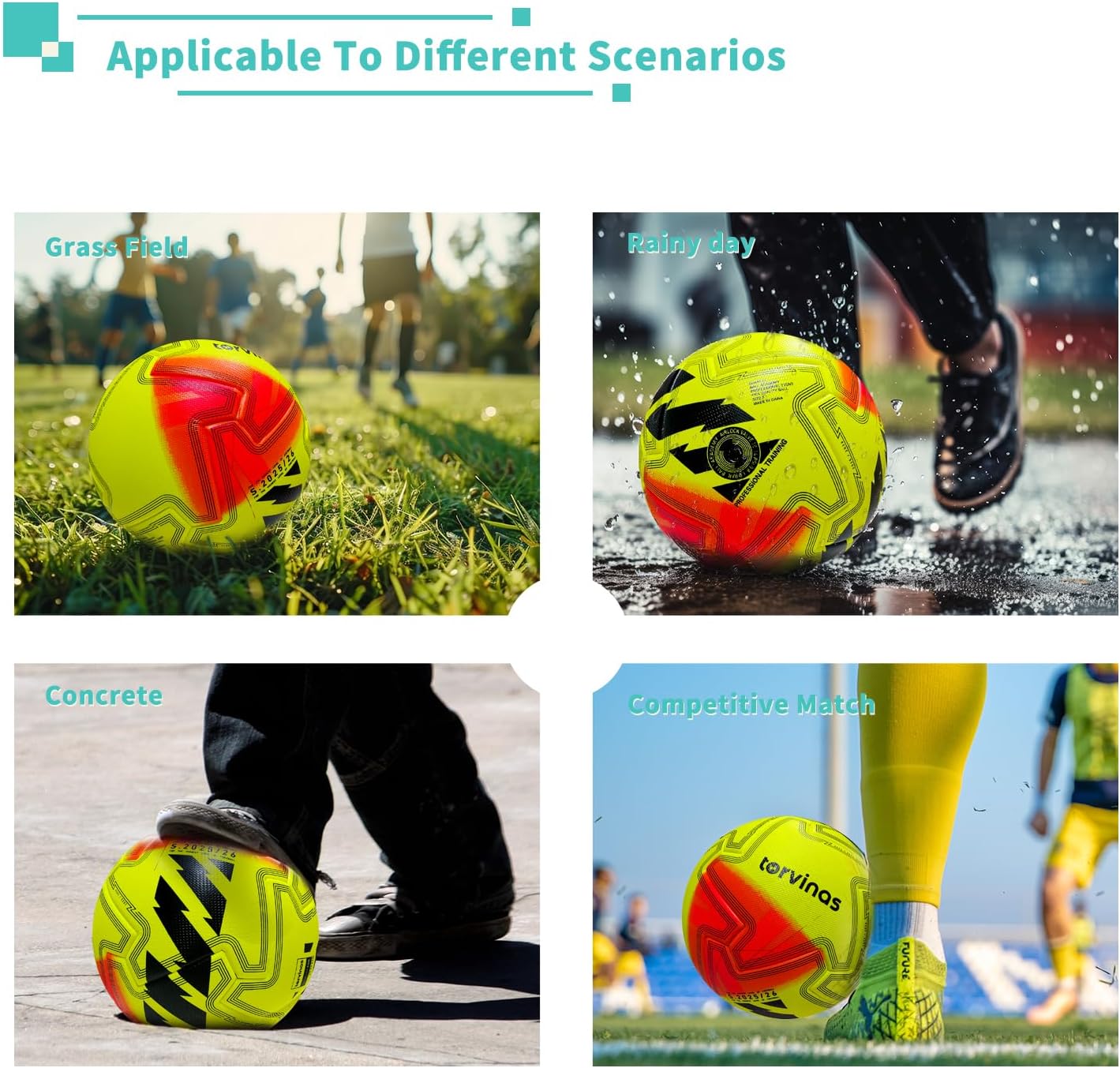 Soccer Ball Size 5,4 – Thermal Bonded Waterproof PU Leather | Professional Training & Match Ball for Youth & Adults, with Pump & Bag, Training Gift Set - Image 6