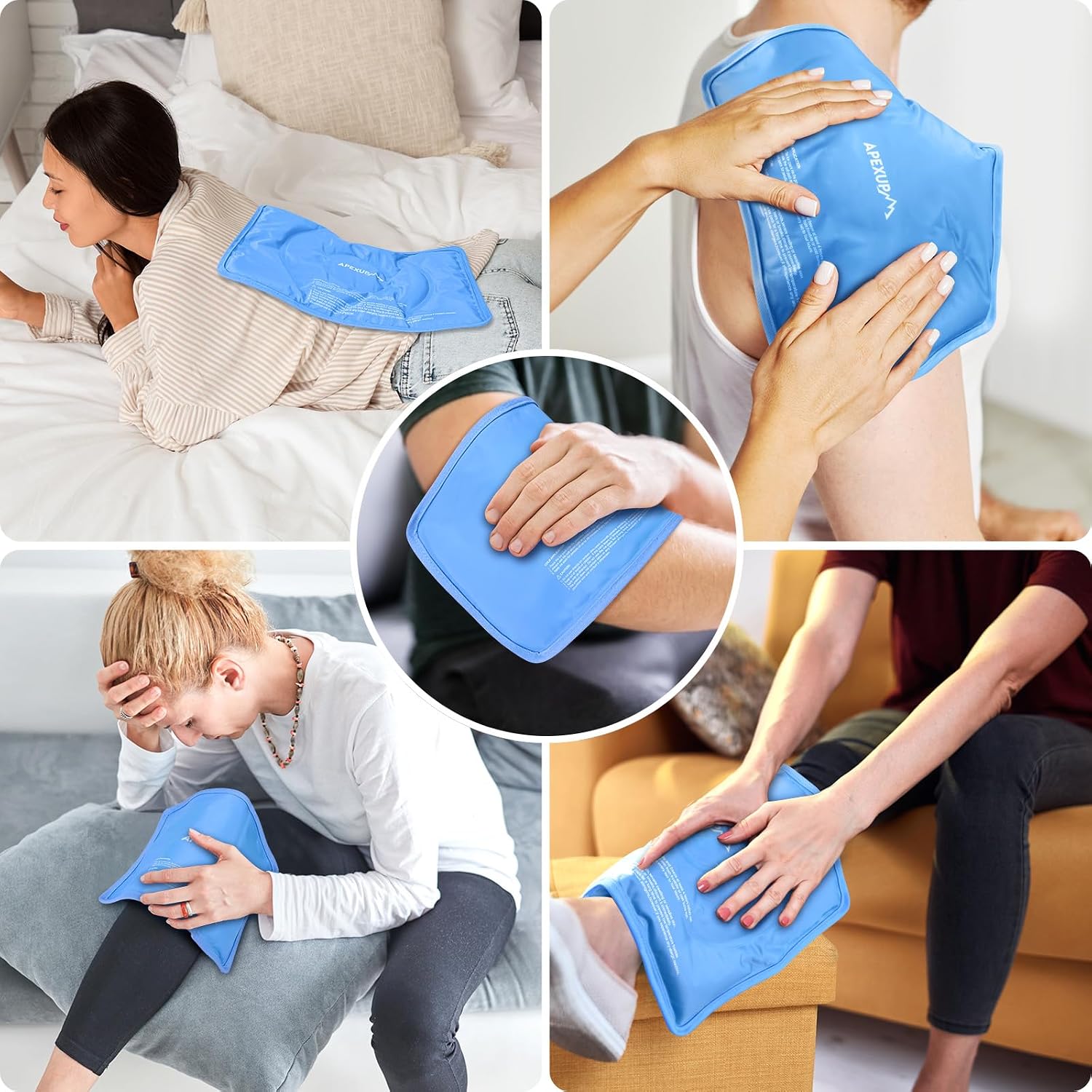 Gel Ice Packs for Injuries Reusable, Flexible Double Sided Cold Packs for Injuries, Ice Pack for Knee, Shoulder, Back, Hip, Leg, Arm (Blue, 11"x7.1", 1PK) - Image 10