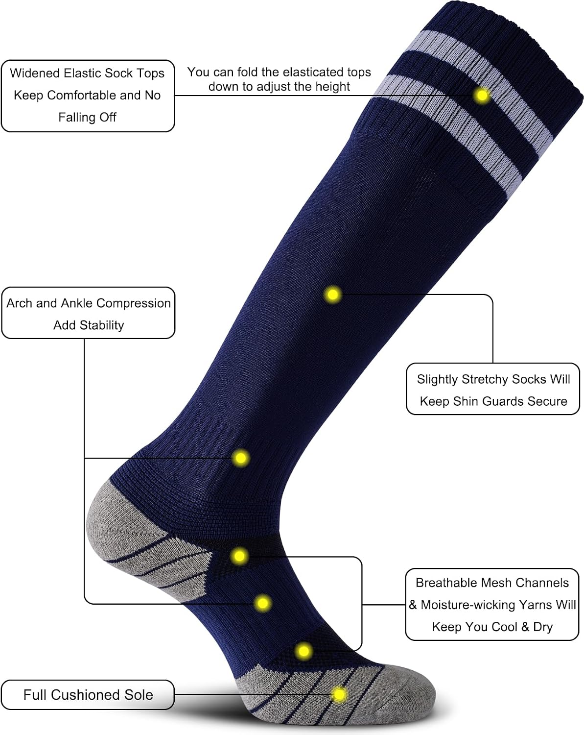 CWVLC Soccer Socks for Kids Youth Adult, Cotton Football Softball Baseball Socks - Image 4