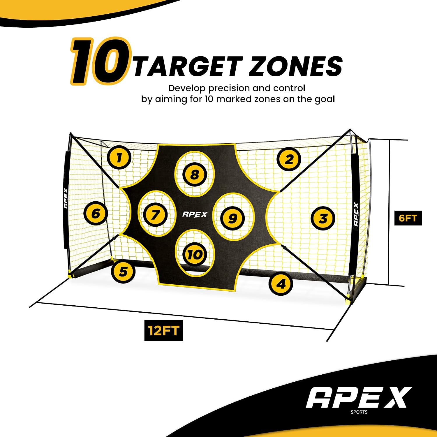 12x6 FT Soccer Goal with Precision Target – Portable Soccer Net with Removable 10-Hole Target, Portable Design, Quick Setup, Ground Stakes & Collapsible Frame for Indoor/Outdoor Training - Image 6