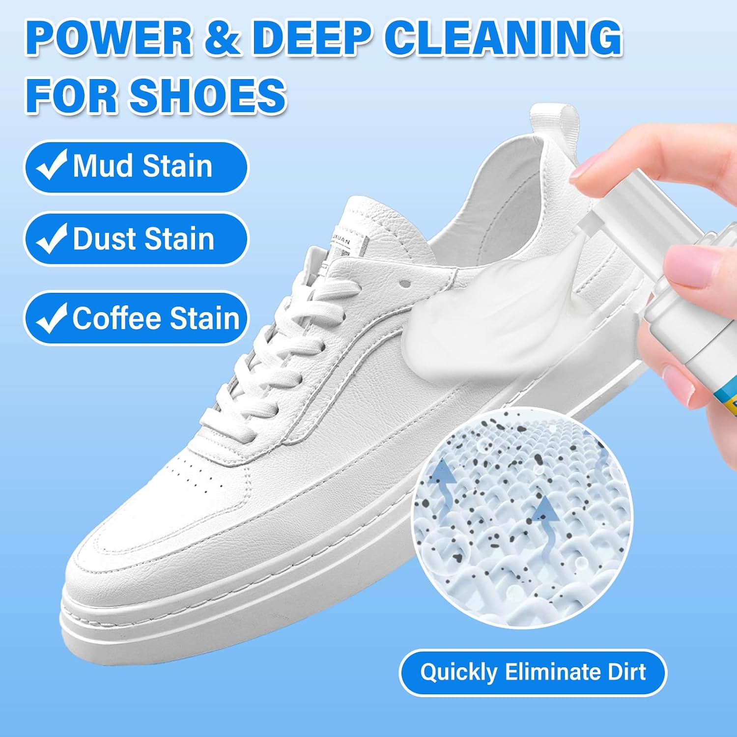 Shoe Cleaner, 6.76 fl oz Shoe Cleaning Kit with Brush and Towel, White Sneaker Cleaner for Removing Stains - Image 2