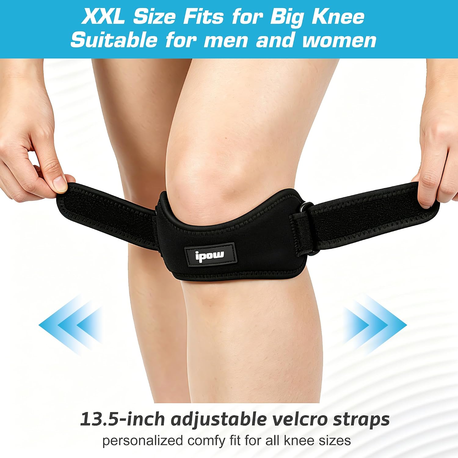 IPOW Patella Tendon Knee Strap 2 Pack Knee Pain Relief & Patella Stabilizer Knee Strap, Patellar Tendon Support Strap, Knee Brace for Running, Hiking, Soccer, Basketball, Jumpers Knee, Tennis, Volleyball & Squats - Image 2