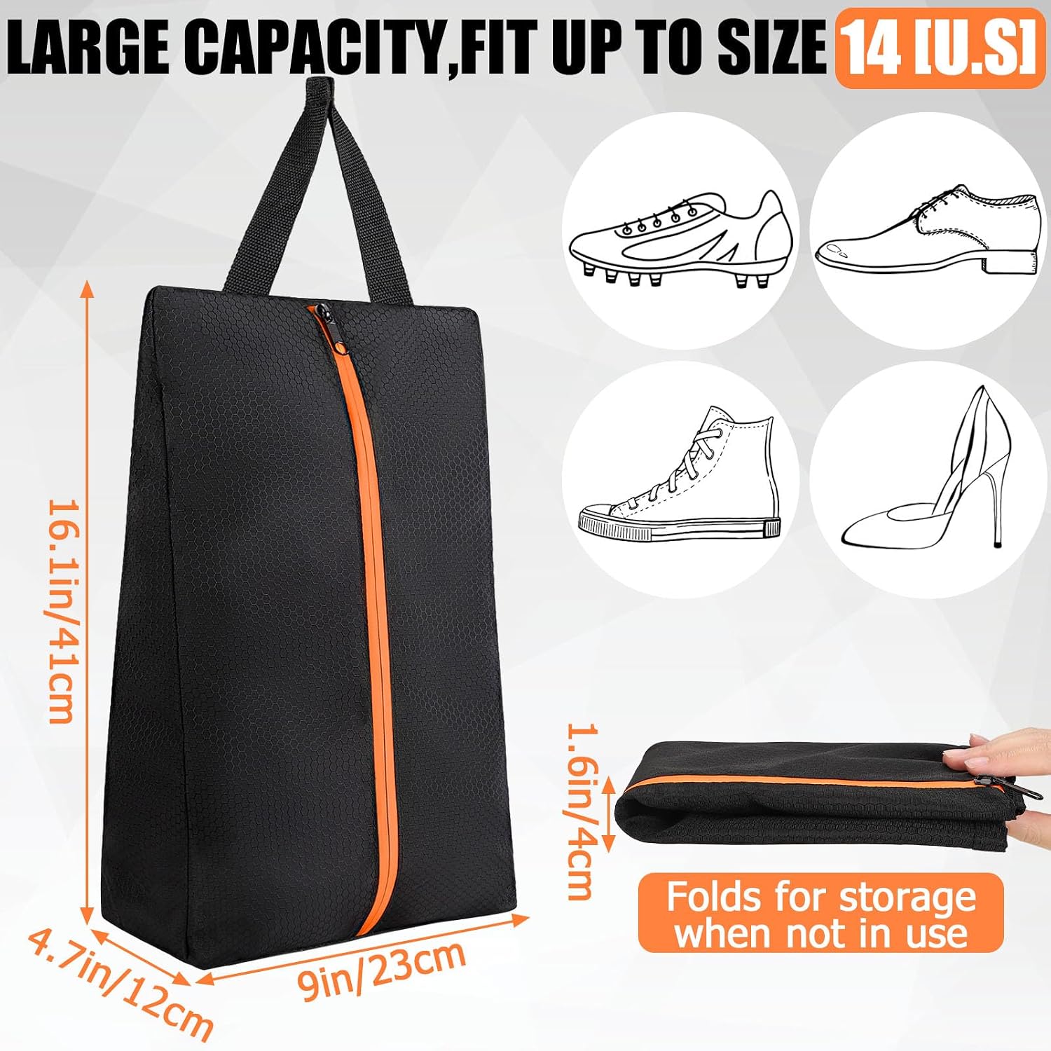 Golf Shoes Bag, Smell-Proof & Waterproof Cleat Bag for Travel | Keeps Dirty Shoes Off Clean Gear, With Smooth Zipper & Carry Handle, Fits Shoes Up to Size 14, Ideal for Golf, Soccer & Gym - Image 4