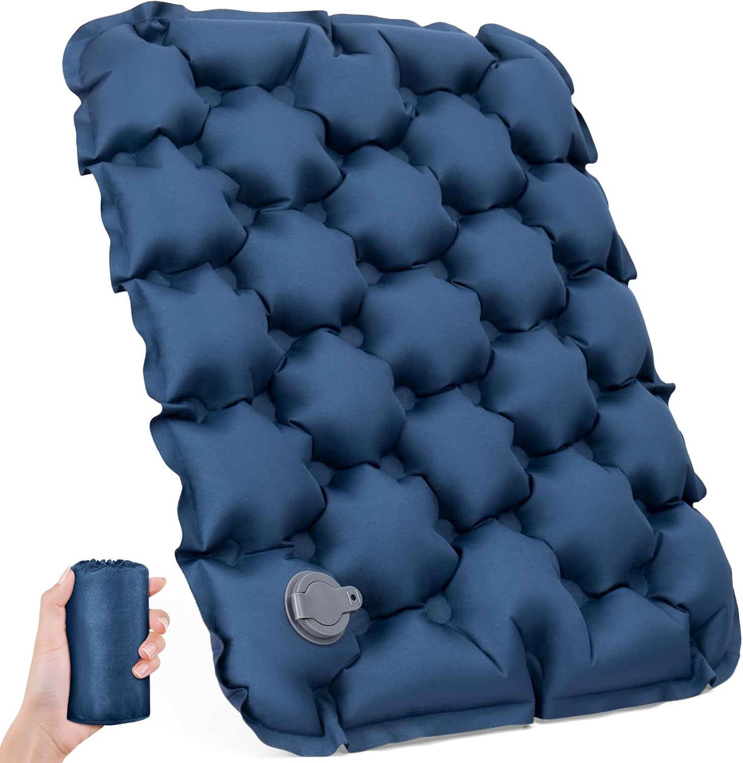 Inflatable Seat Cushion Portable Stadium Seat Lightweight Air Pad | Travel Cushion Airplane Seat for Long Flights Camping Hiking Bleacher Soccer Games Outdoor Events Office Chairs (Navy Blue)