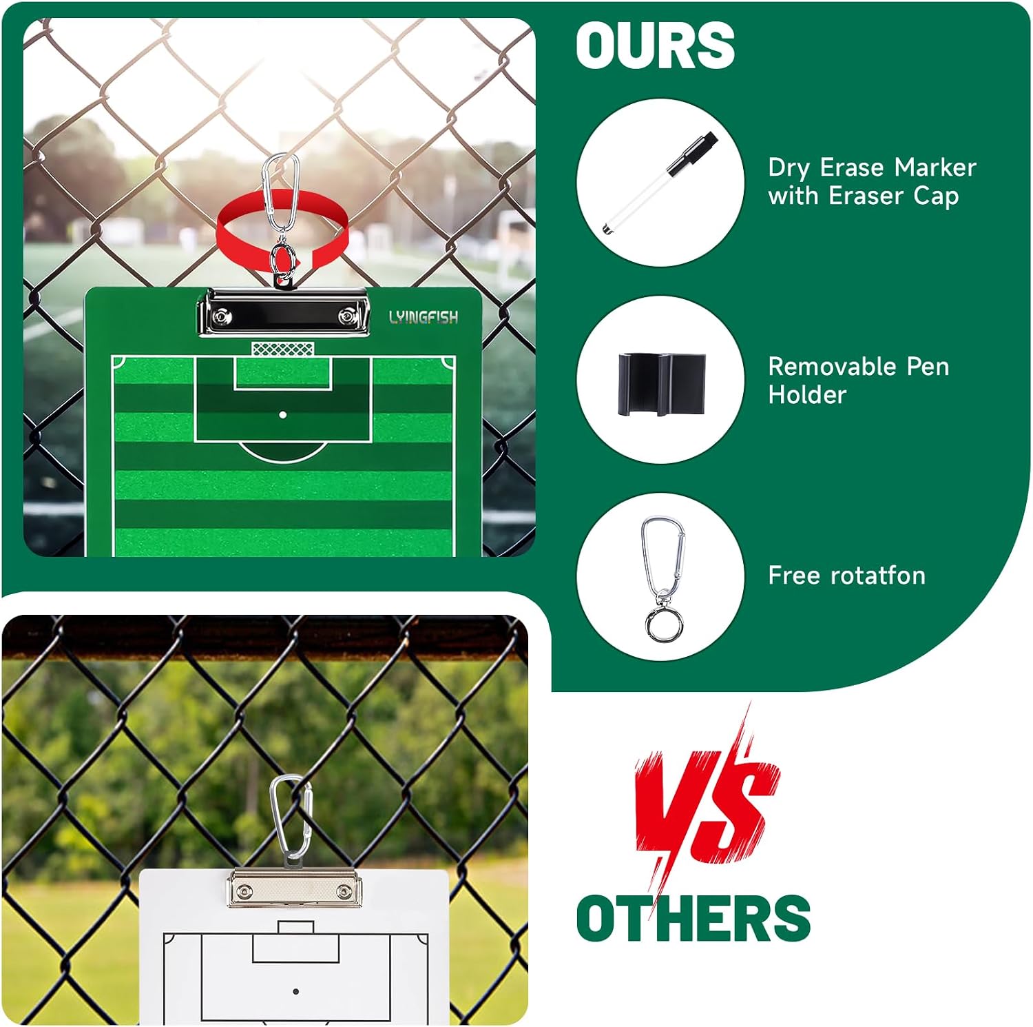 Dry Erase Coaches Clipboard, Waterproof Soccer Whiteboard for Coaches Double-Sided Soccer Clipboard for Coaches Writable and Erasable Coaching Board Dry Erase Coaching Board Dry Erase Clipboard Gift - Image 5