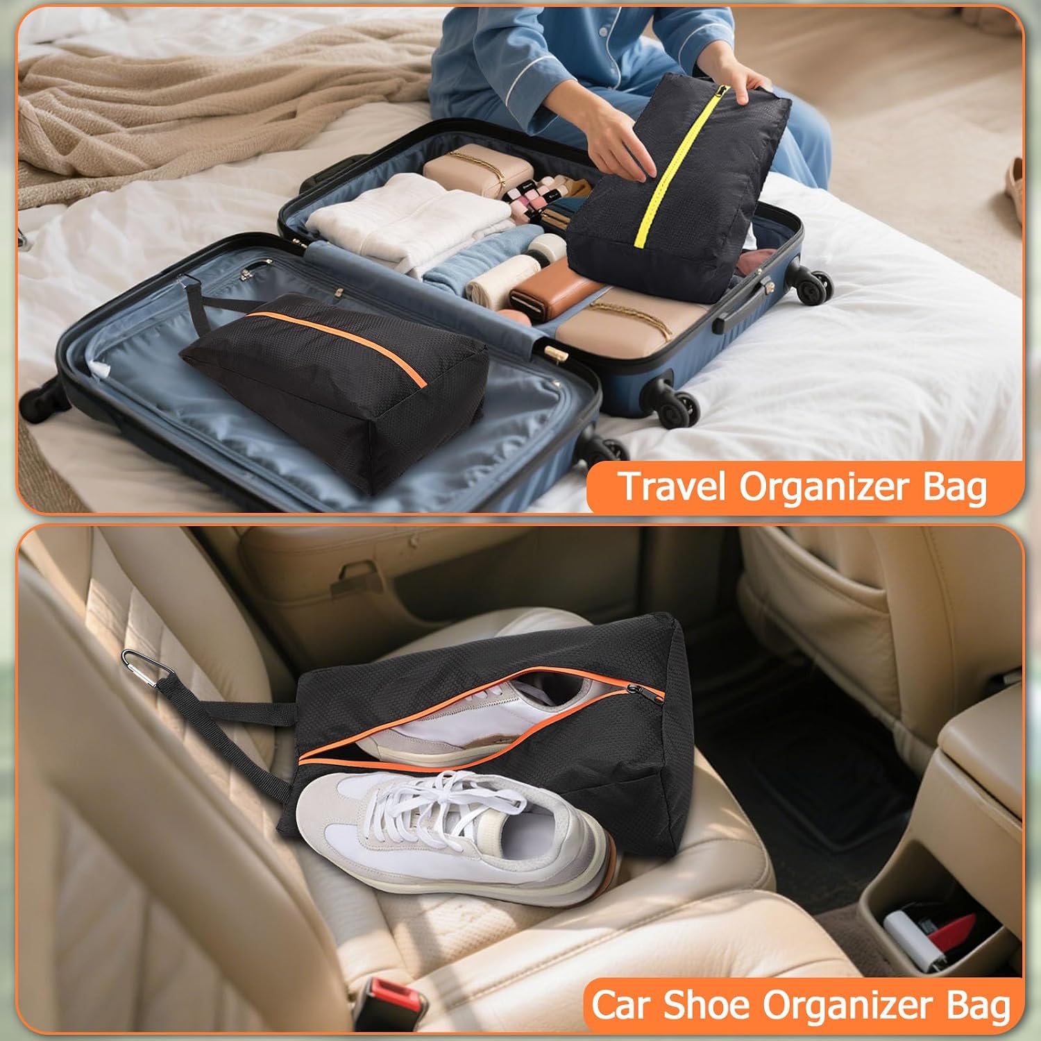 Golf Shoes Bag, Smell-Proof & Waterproof Cleat Bag for Travel | Keeps Dirty Shoes Off Clean Gear, With Smooth Zipper & Carry Handle, Fits Shoes Up to Size 14, Ideal for Golf, Soccer & Gym - Image 7