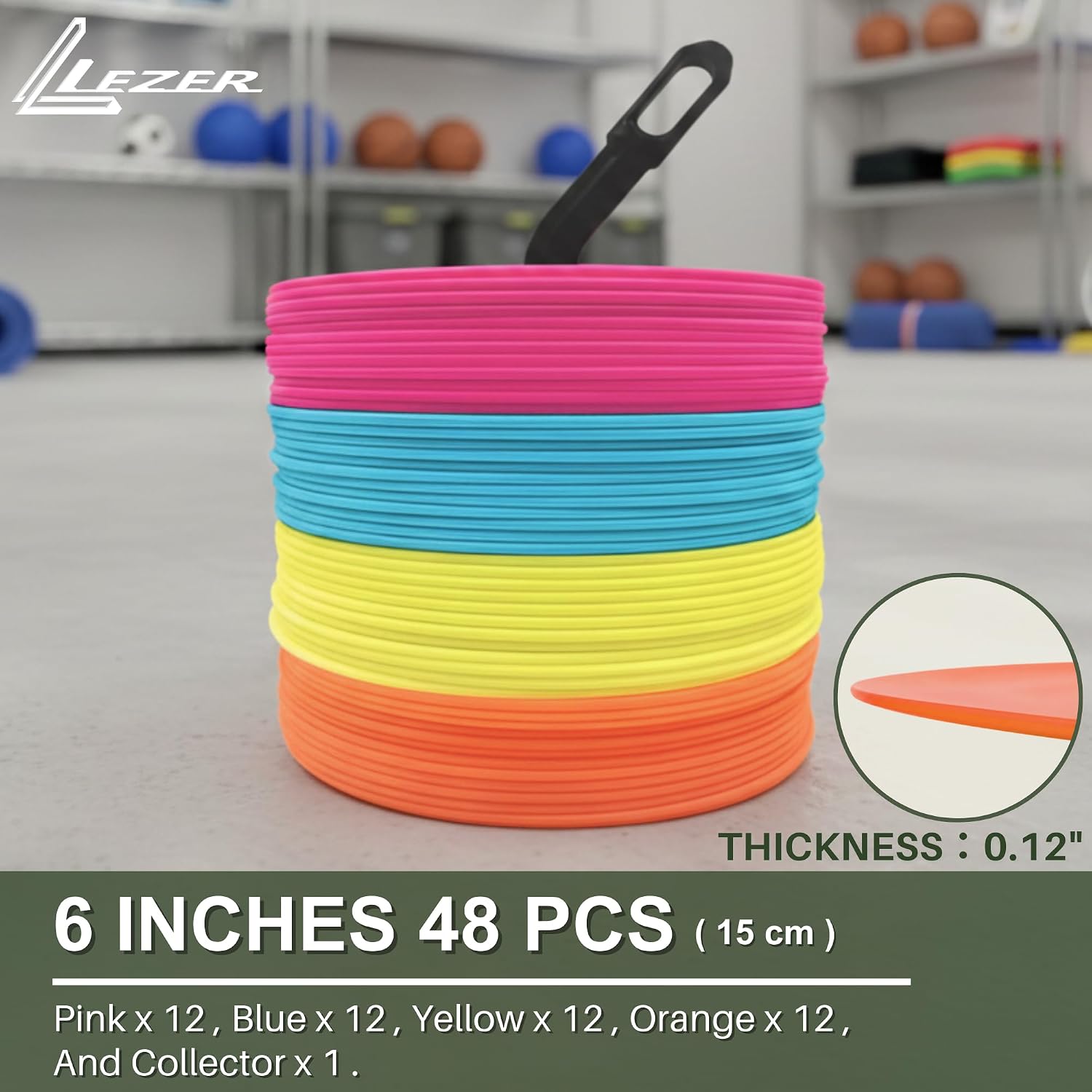 LEZER 6 Inch 8 Inch Flat Cones, Spot Markers, Soccer Cones, Field Court Markers, Sit Spots, Flat Discs, Soccer Training Equipment, Agility Practice, Football, Made in Taiwan - Image 2