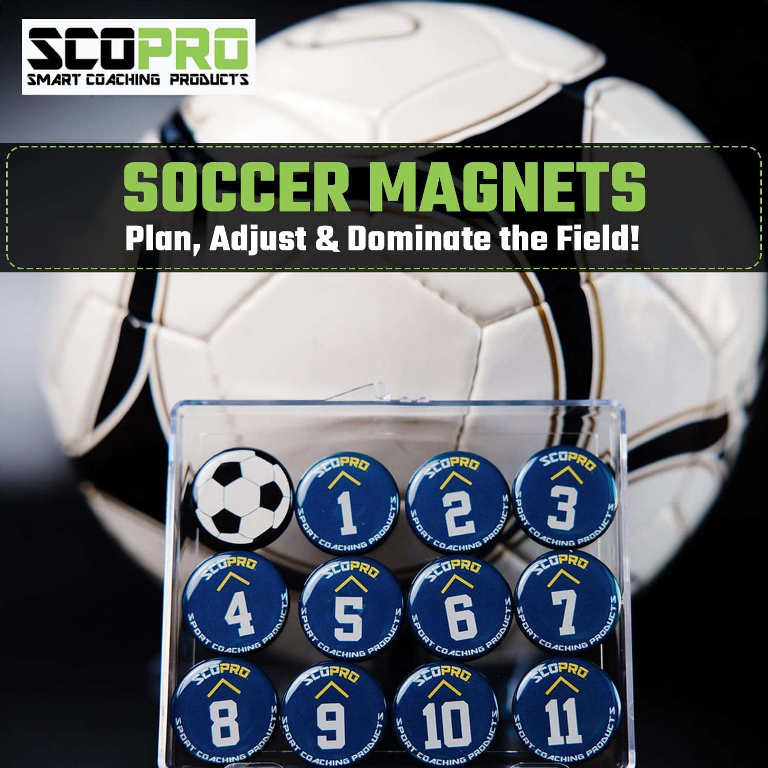 SCOPRO Soccer Coaching Magnets, Numbered Magnetic Player Markers for Soccer Coaching Board and Dry Erase Board Training, Navy - Image 2
