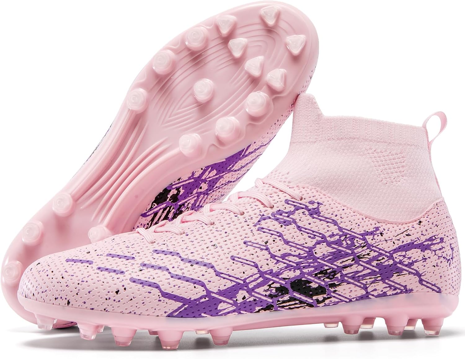 Unisex Soccer Cleats Lightweight No-Tie Lacing System Multi-Surface Football Shoes with Ankle Support for Beginners to Advanced Players