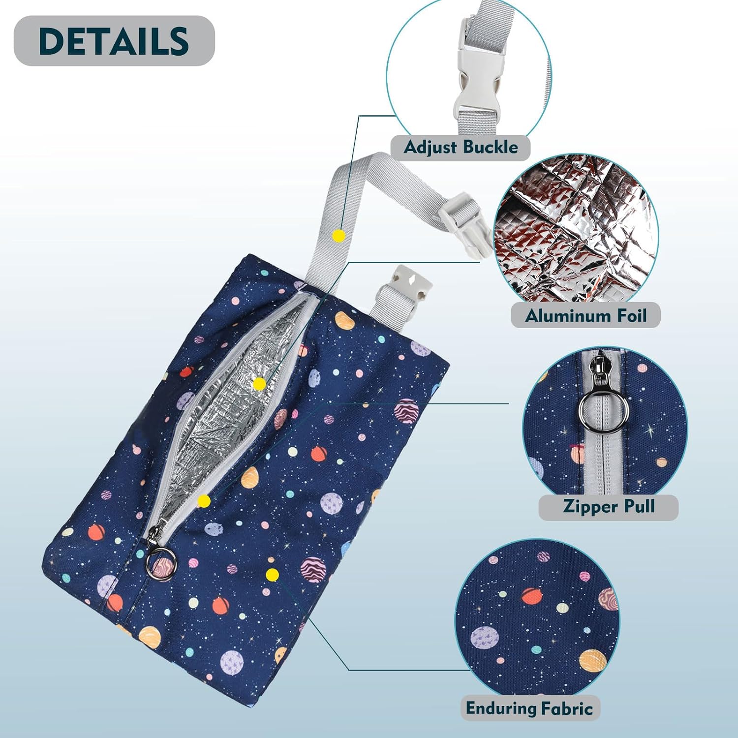 Insulated Snack Bag, Freezable Small Cooler Bag with Zipper and Adjustable Buckle, Rectangular Thermal Cooler Bag - Image 3
