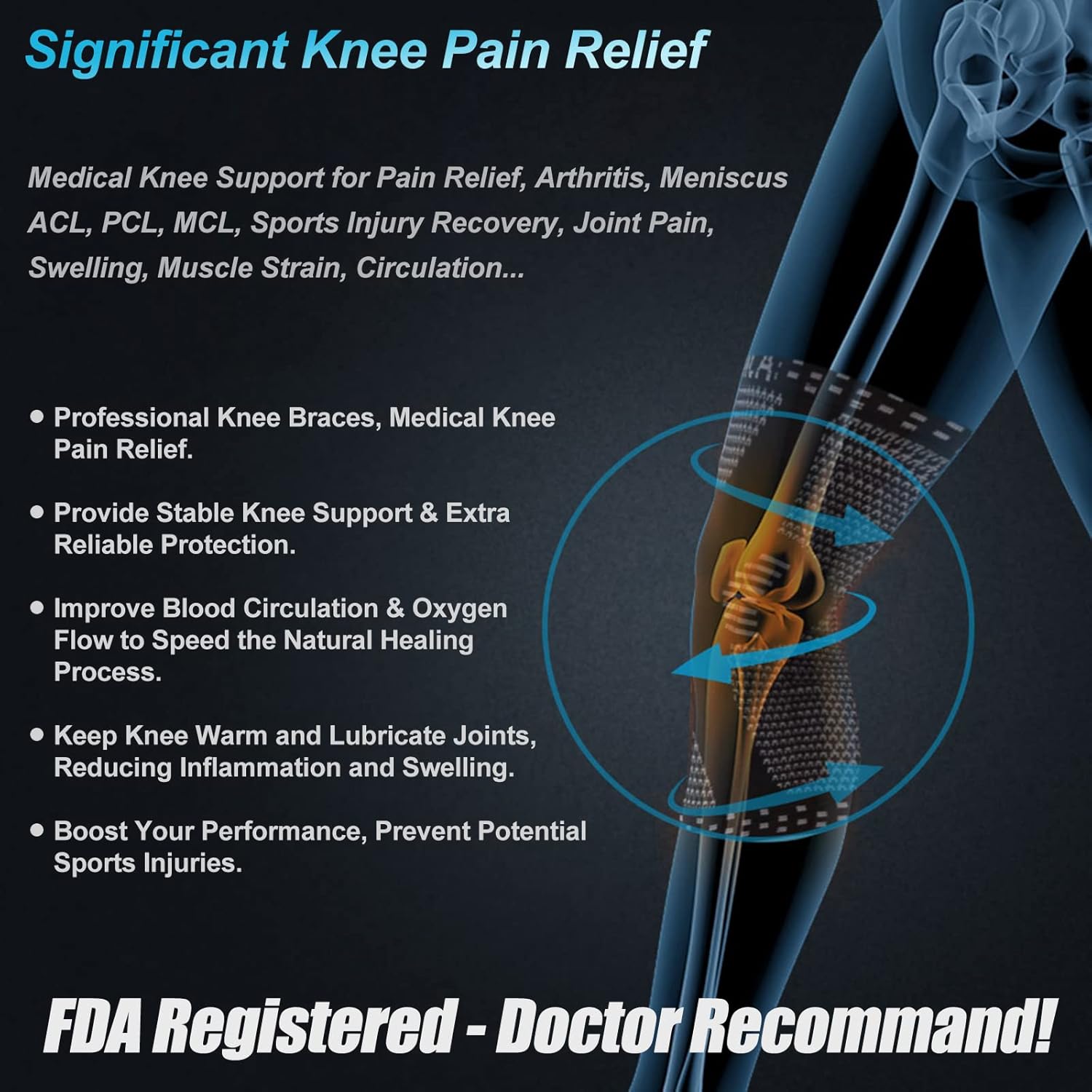 NEENCA Professional Knee Brace, Medical Knee Support for Women & Men Relief | Patented Patella Gel Pad & Side Stabilizers, Compression Sleeve for Knee Pain, Swelling, ACL, PCL, Arthritis, Sports, Workout - Image 5