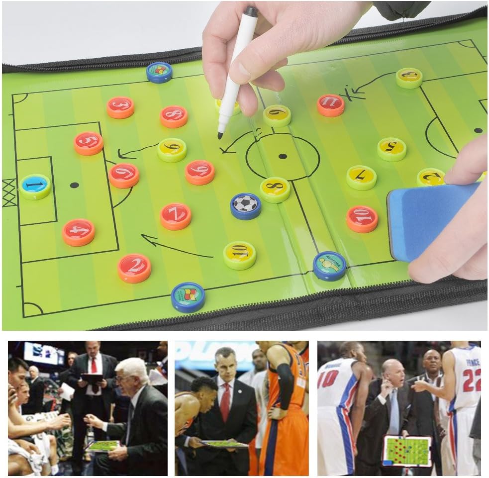FOCCTS Magnetic Soccer Coaching Board, Football Coaching Board Coaches Clipboard Tactical with 26 Magnets, Dry Erase Marker, Eraser, Foldable and Portable Soccer Tactics Board - Image 9