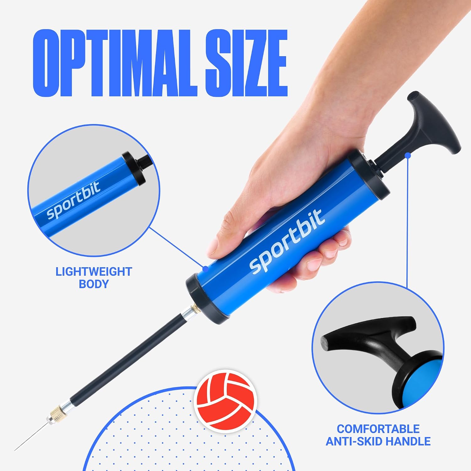 SPORTBIT Basketball Pump – Ball Pump for Sports Balls | Push & Pull Inflating System – Hand Pump for Basketball, Volleyball, Soccer & Football – Gifts, Court & Gym Ready - Image 3