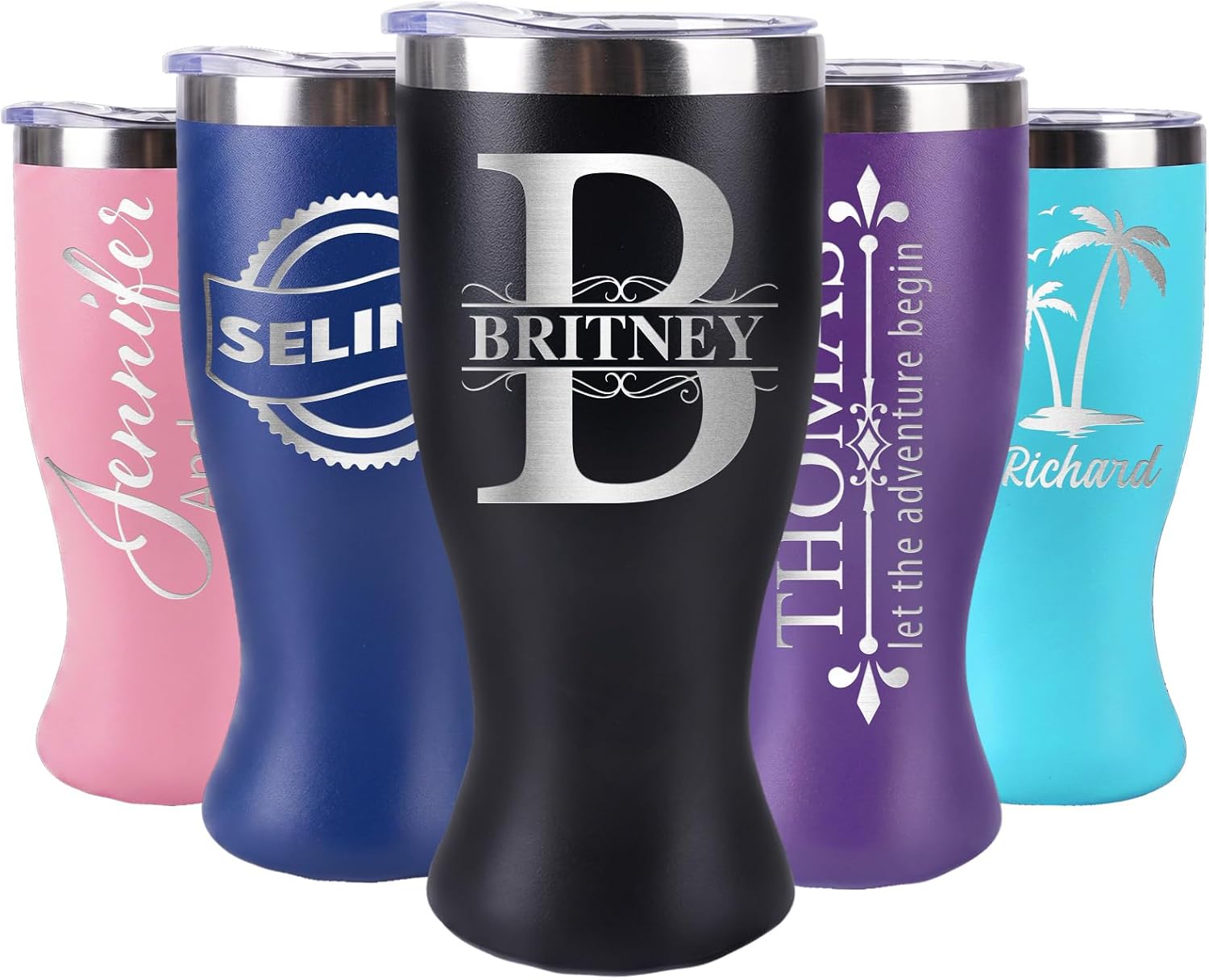 Personalized Insulated Coffee Tumbler with Text Name Team Number, 16oz Engraved Stainless Steel Soccer Fan Tumbler, Customized Birthday Beer & Spirits Gift for Men, Dad, Drinking Mug for Game Day