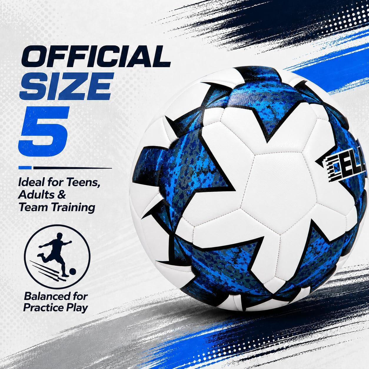 Soccer Ball Size 5 with Pump, Durable Training Ball, Indoor & Outdoor Use | Better Touch and Control - Textured PVC cover with reinforced stitching helps keep shape for steady kicks and passes - Image 2