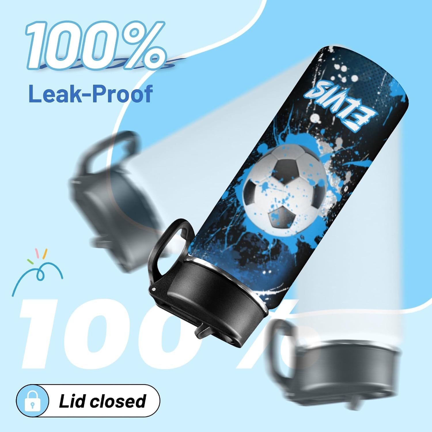 Personalized Soccer Water Bottles for Boys, 18oz Kids Thermos | Custom Name, Stainless Steel Straw Lid, Vacuum Insulated, Leakproof Loop, Perfect School Birthday Boys Gift - Image 4