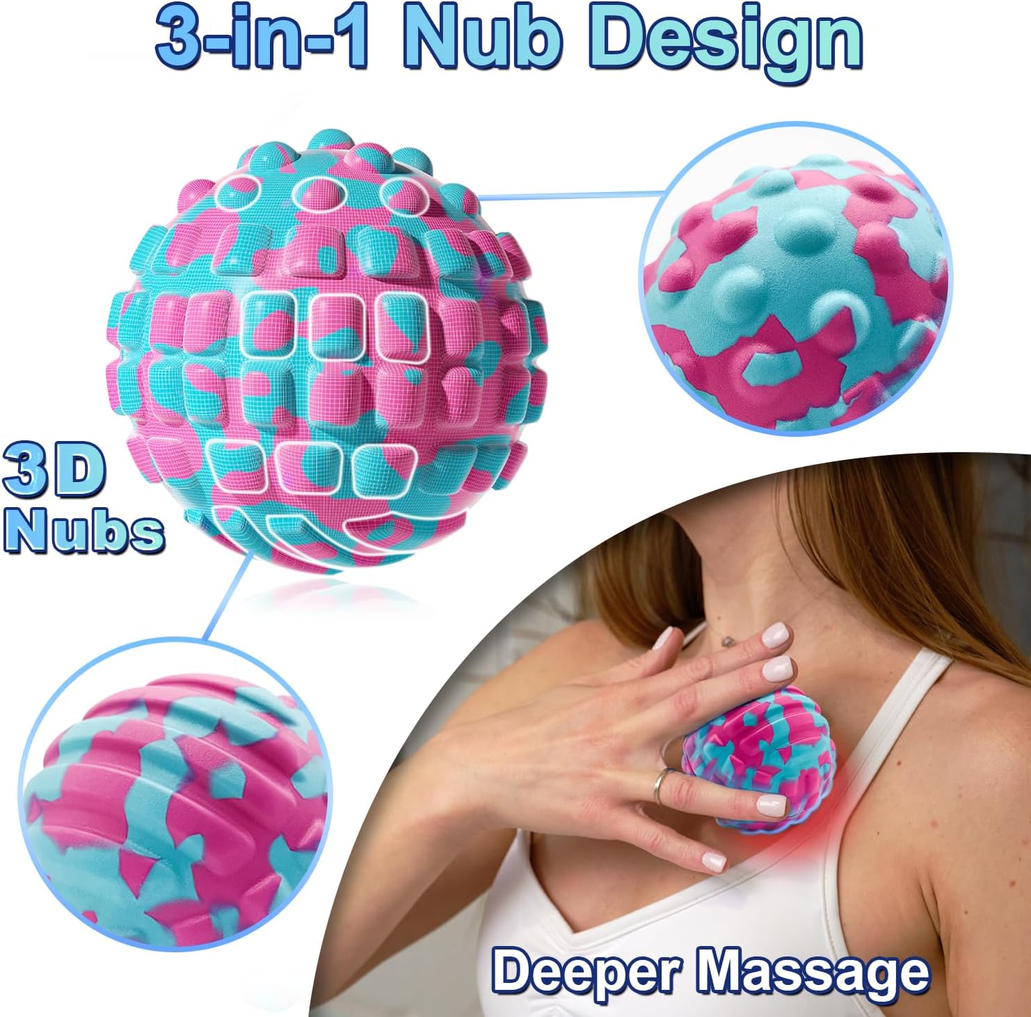 Deep Tissue Massage Ball for Exercise & Recovery - SGS Certification - Targets Back, Shoulder, Legs&Feet - Relieves Muscle Knots, Joint Pain&Tightness, Pressure Point Therapy- Myofascial Release Ball - Image 4
