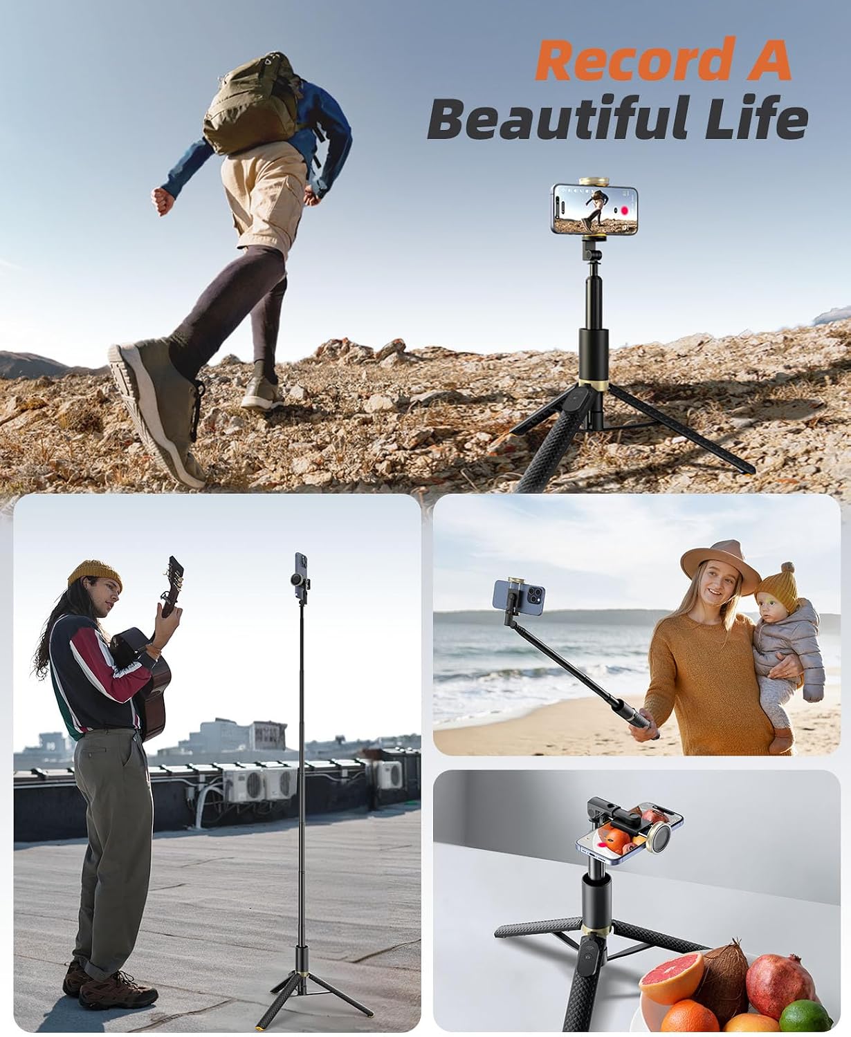 Phone Tripod & Selfie Stick with Remote, Portable Travel Phone Stand for Video Recording Vlog, Extendable Cell Phone Holder Compatible with iPhone Android, Black, 62" - Image 7