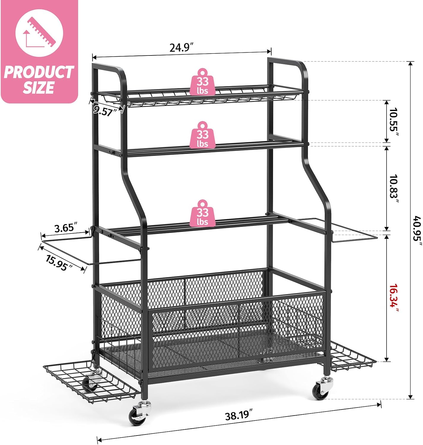 APEXCHASER Dumbbell Rack, Rolling Weight Rack for Home Gym | Heavy-Duty Steel, Rolling Wheels, Dumbbell Rack, Weight Storage, Kettlebells, Fitness Equipment, Home Gym, Space-Saving - Image 6