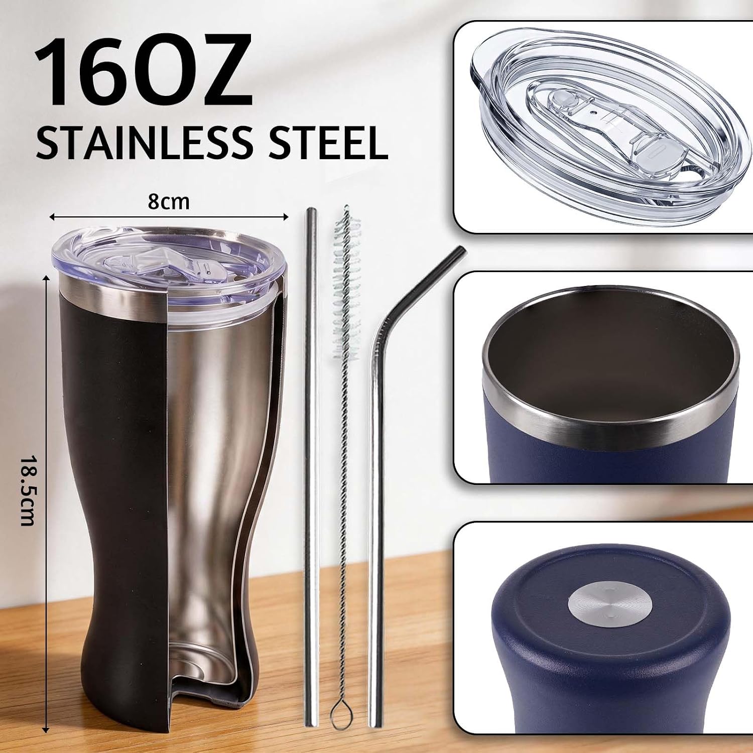 Personalized Insulated Coffee Tumbler with Text Name Team Number, 16oz Engraved Stainless Steel Soccer Fan Tumbler, Customized Birthday Beer & Spirits Gift for Men, Dad, Drinking Mug for Game Day - Image 6