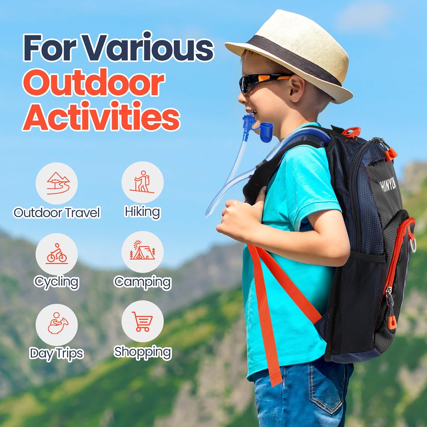 Shinylin Kids Hydration Backpack with 1.5L Water Bladder Hiking Backpack Lightweight for Boys or Girls Children Biking Climbing Running Cycling - Image 6