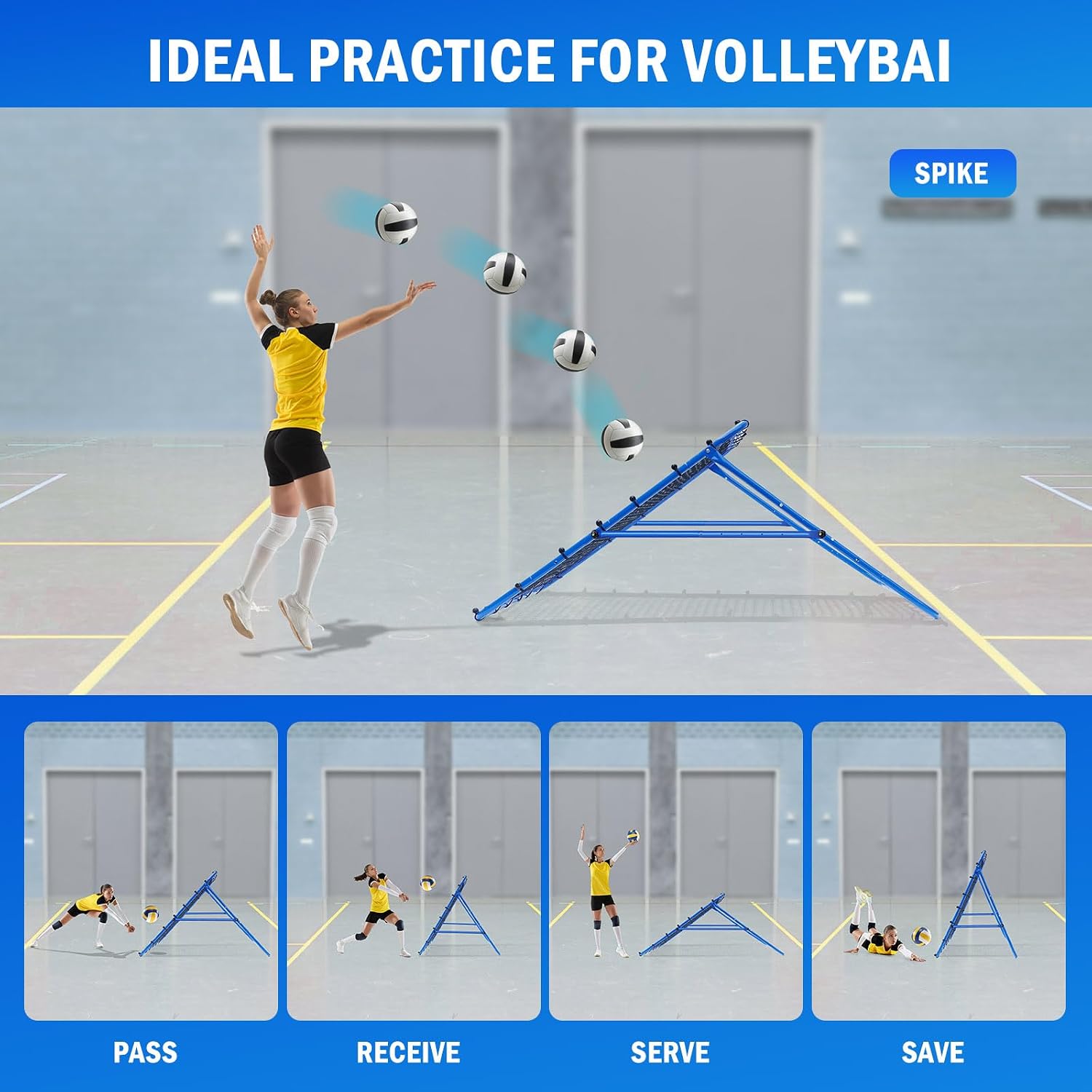 Volleyball Baseball Rebounder Net, Softball Rebounder Pitchback Net Quick Adjustments, Quick Adjustments Lacrosse Bounce Back Practice Equipment, Ideal for Outdoor Indoor and Backyard Training - Image 2