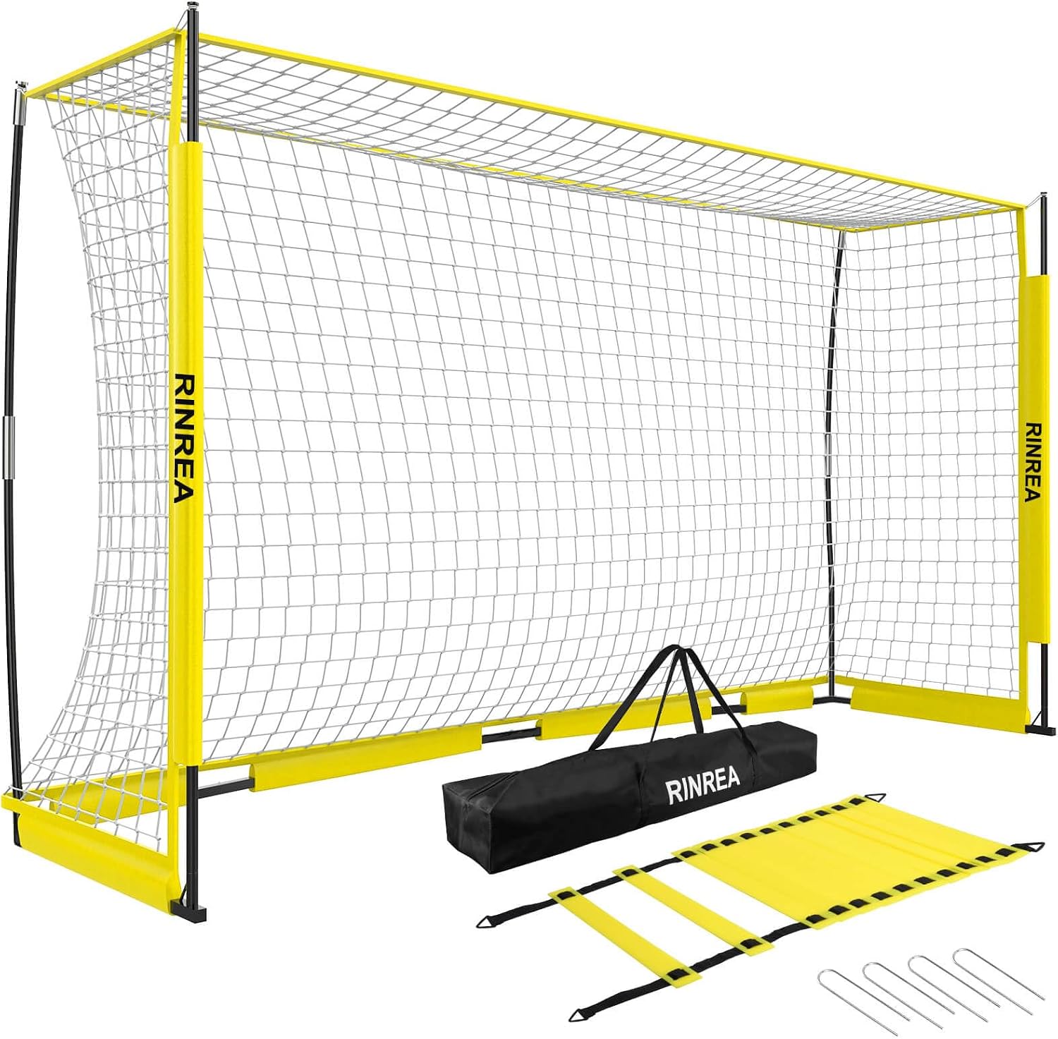Portable Soccer Goal, Soccer Nets for Backyard with Agility Ladder | 12x6FT/14x7FT, Quick Setup & Disassemble, Stability & Durability, Team & Goalie Training, Carry Bag, Ground Nails