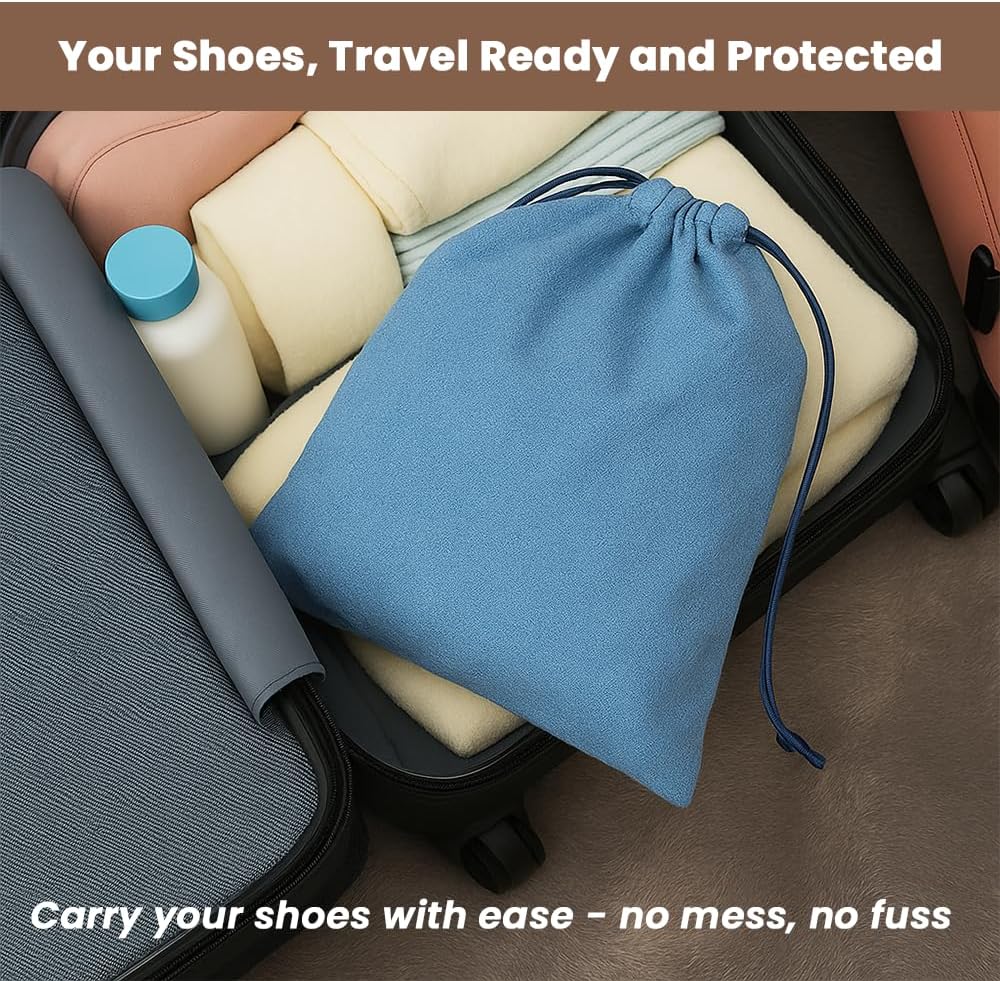 LFH Cotton Rich Shoe Storage Bags with Drawstring, Breathable Reusable Organizer, Perfect For Travel, Dorm, Hotel, College, Gym, Easy to Carry, Machine Washable 12"x17" (Pack of 2) - Sky Blue - Image 2