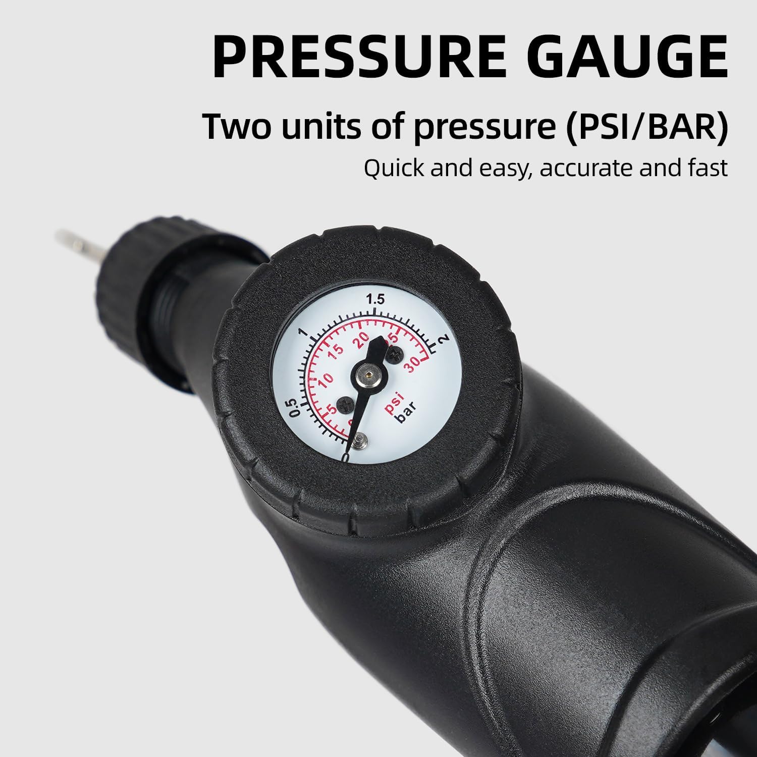 Tigrisk® Ball Pump with Pressure Gauge, Portable Sports Air Pump | Durable hand pump for inflatables. Accurate gauge helps inflate soccer ball, basketball pump and sports balls. - Image 3