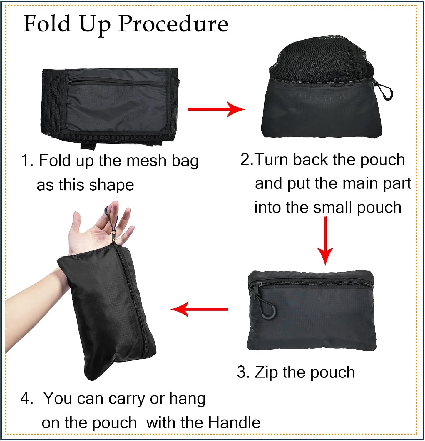 Foldable Drawstring Mesh Ball Bag,Holds 10+ Soccer Balls | Drawstring Bag for Gym, Pool & Beach Gear, Swimming, Basketball Equipment Carryall (L) - Image 5