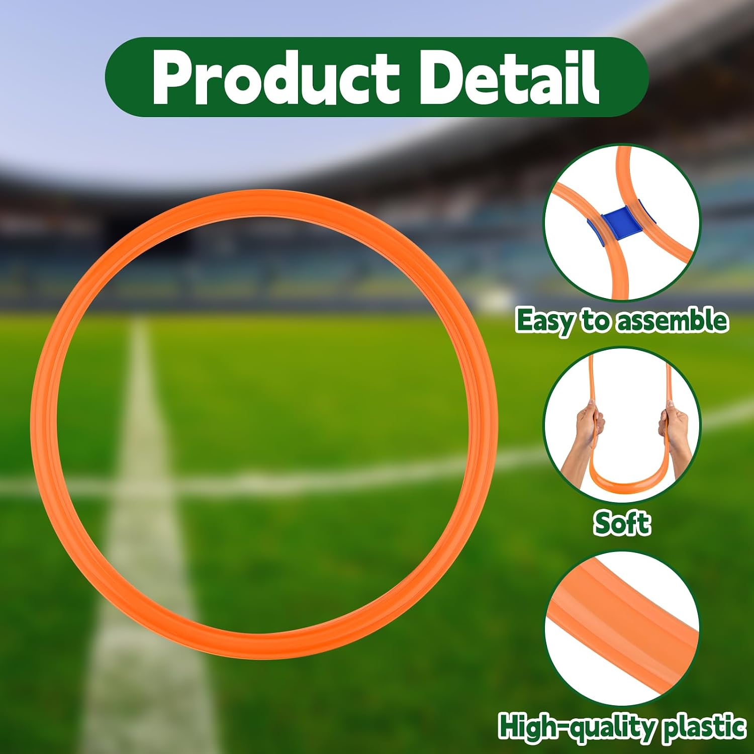 Mototo 24/30/48/96 Pack Agility Rings 15 Inch Speed Training Hopscotch Rings Plastic Circle Jumping Hoops Agility Hurdles for Athlete Exercise Soccer Football Gymnastics Games Practice Footwork - Image 3