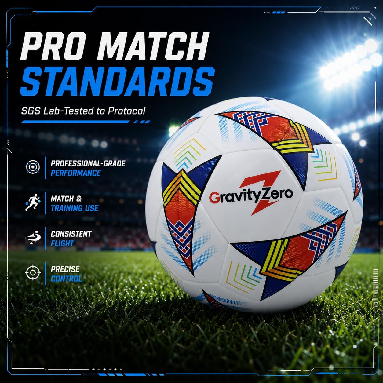 Size 5 Soccer Ball—SGS Lab-Tested Pro Match Grade with Pump & Needles | Seamless Waterproof TPU Leather, 0.86% Sphericity, 2.3% Air Loss, Indoor Outdoor Match Training for Adults & Youths - Image 2