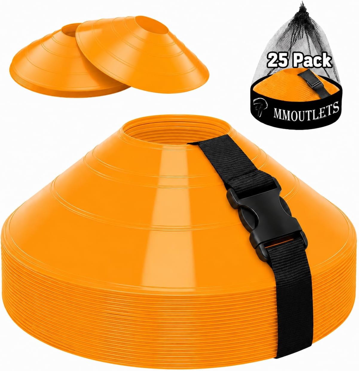 Soccer Training Cones Set, 75/50/25 Pack with Strap Holder & Carry Bag | Durable Agility Soccer Cones, Carry Bag & Strap Holder, Ideal for Sports Training, Football, Soccer, Basketball