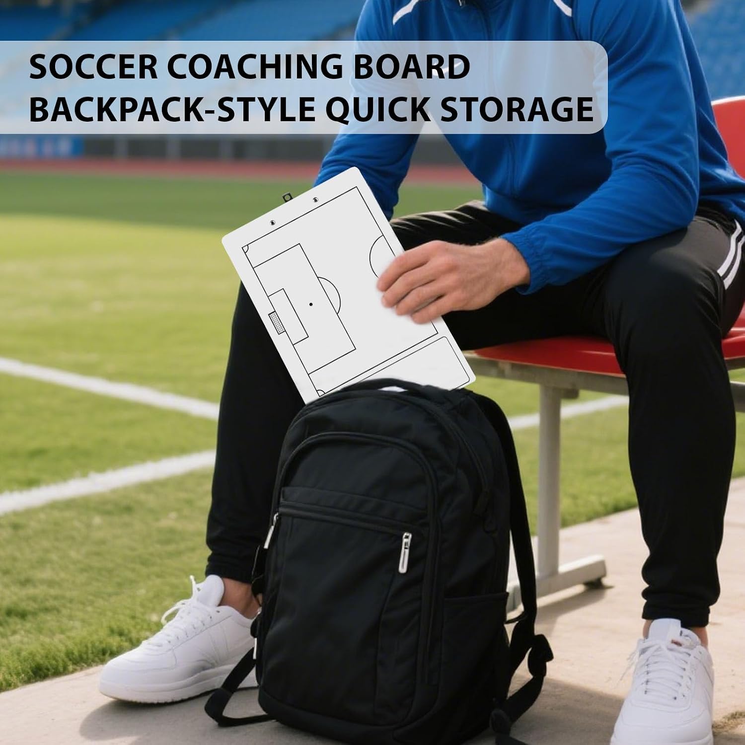 Magnetic Soccer Coaches Clipboard, White Double-Sided Dry Erase Coach Board, Tactics Whiteboard with Color Magnetic Sticker and 2 Markers for Coaches Gift - Image 8