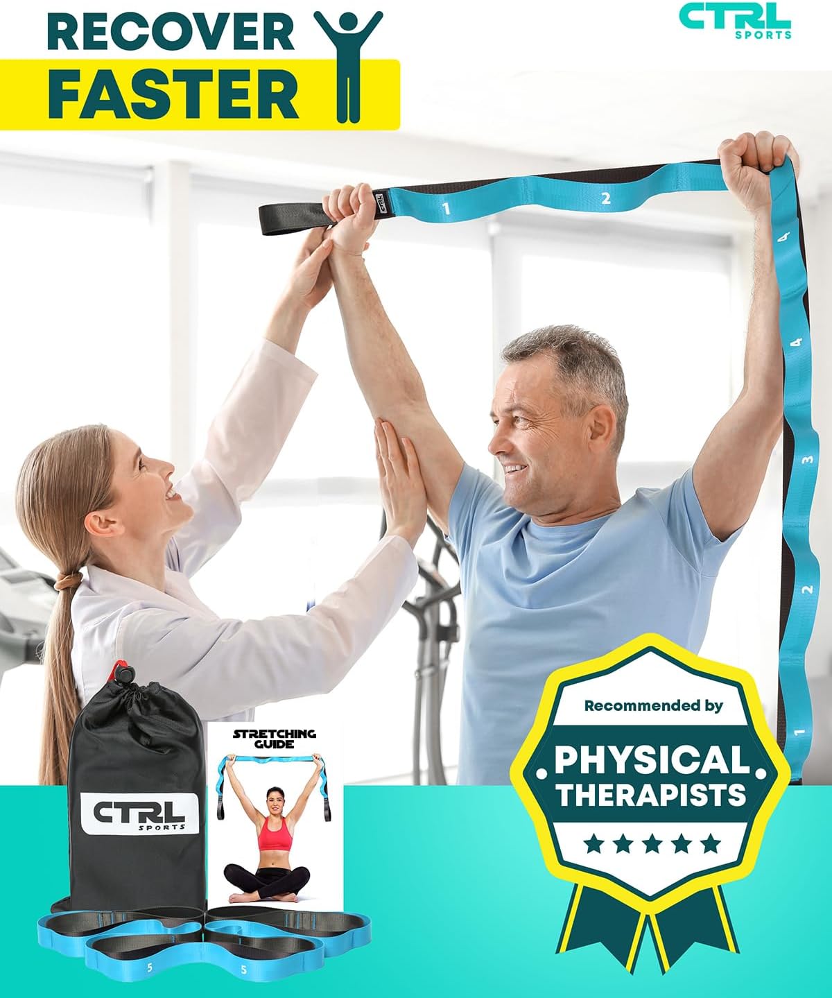 Stretching Strap with Loops - Non Elastic Yoga Strap for Physical Therapy | Video Exercises Included - Stretch bands for Stretching Equipment and Flexibility - Fascia, Hamstring & Leg Stretcher Belt - Image 7