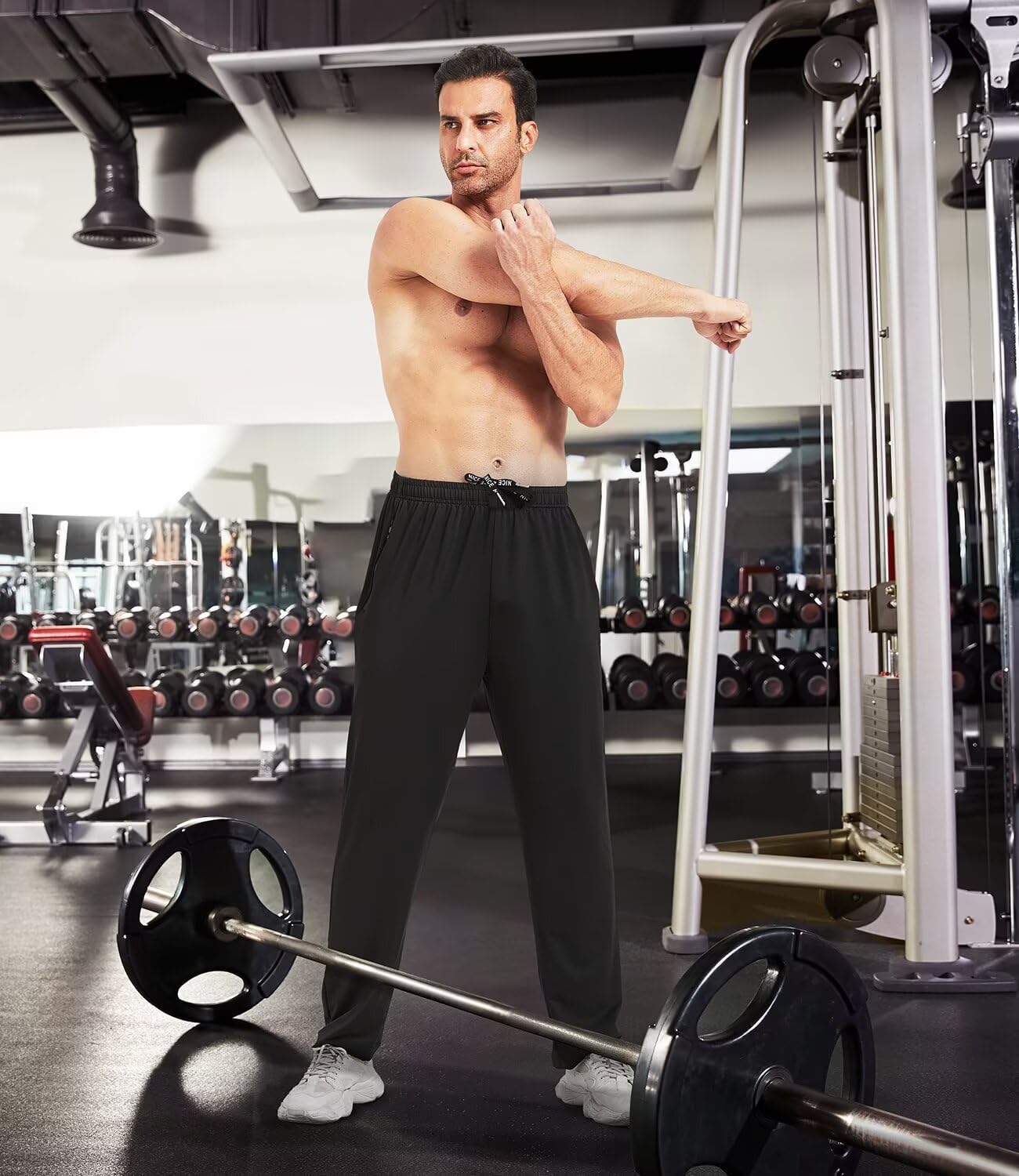 lomsoe 3 Pack Men's Athletic Pants with Zip Pockets, Lightweight Workout Sweat Pants Gifts for Men - Image 3