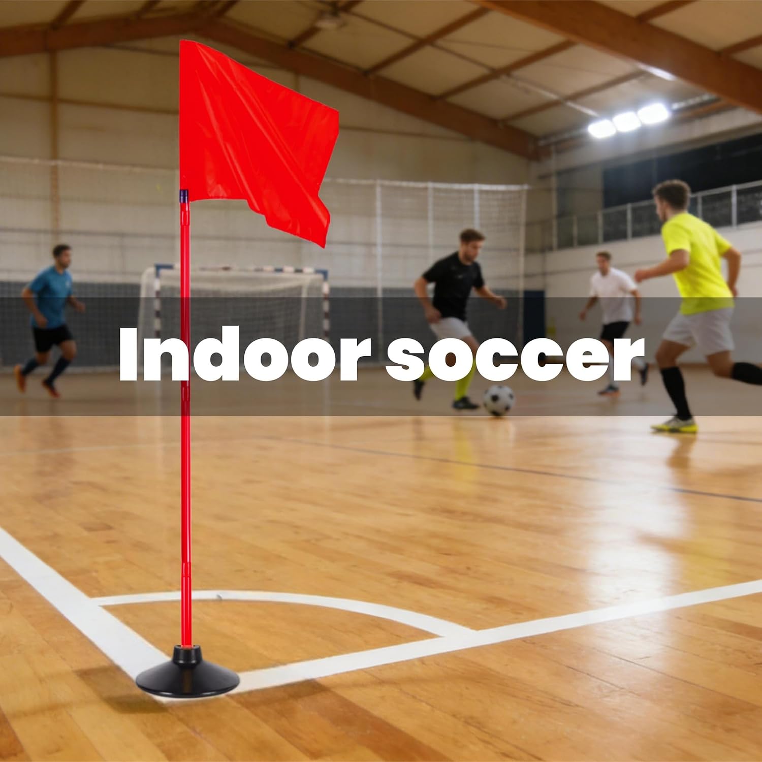 5FT Corner Flags for Soccer Field Set of 4 with Round Rubber Bases | Adjustable Speed and Agility Training Equipment / Poles, Storage Bag, Red - Image 2