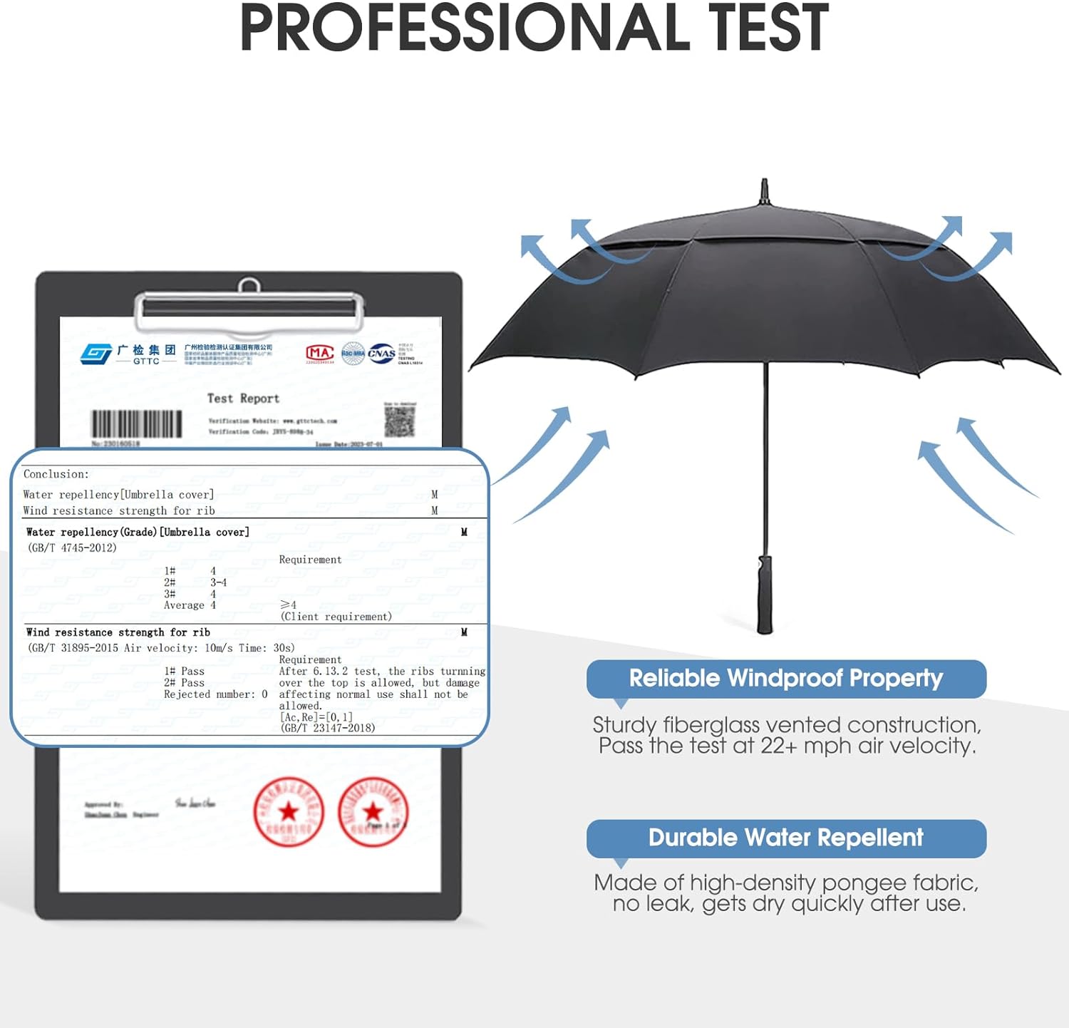 G4Free 47/54/62/68/72 Inch Golf Umbrella Windproof Auto Open Large Umbrella | Oversized Stick Umbrella, Extra Large, Vented Double Canopy, Waterproof 210T Pongee Fabric, Fiberglass Frame, EVA Foam Handle - Image 2