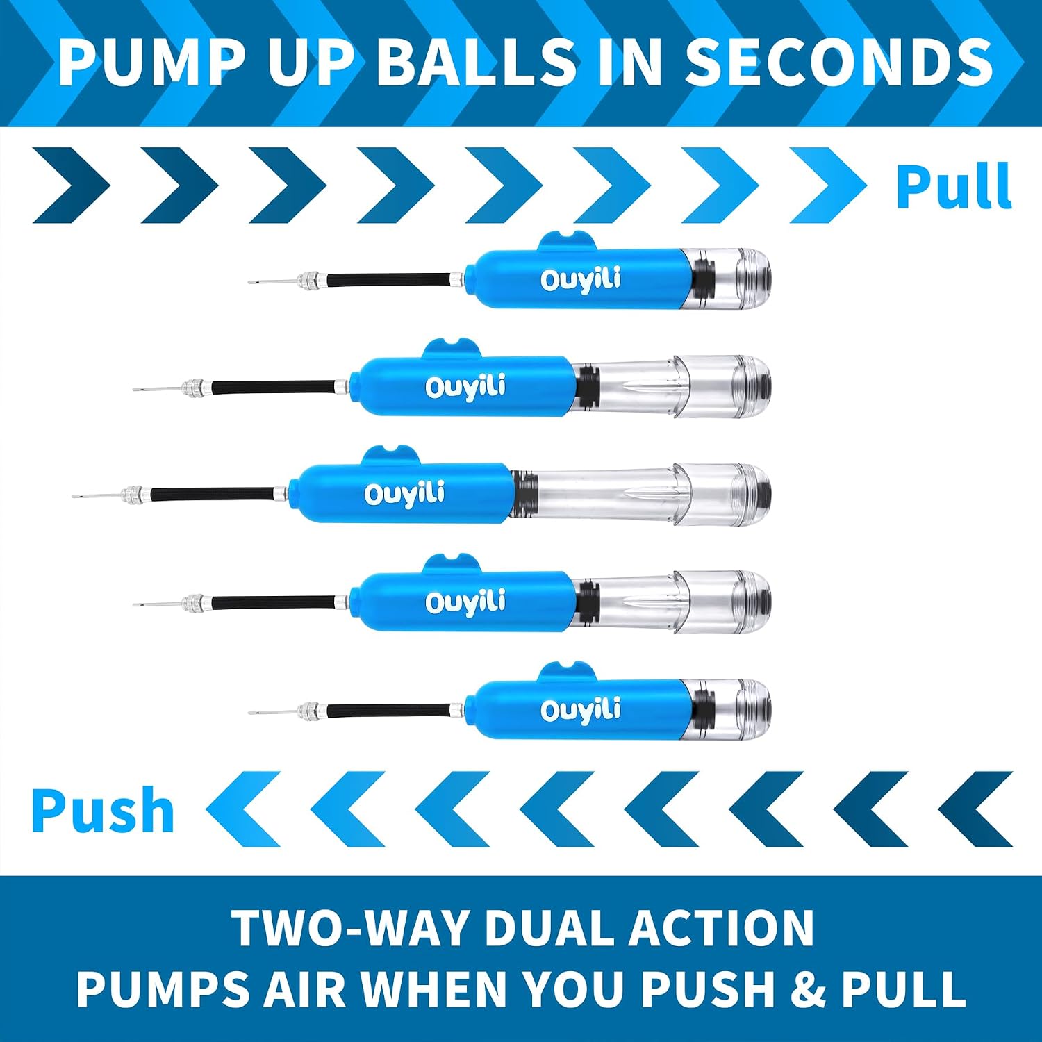 Sports Ball Pump Kit - Portable Air Pump Two-Way Dual Action Inflatable Perfect for Basketballs, Soccer Balls and More - Professional Hand Pump Kit with Needles and Flexible Hose - Image 4