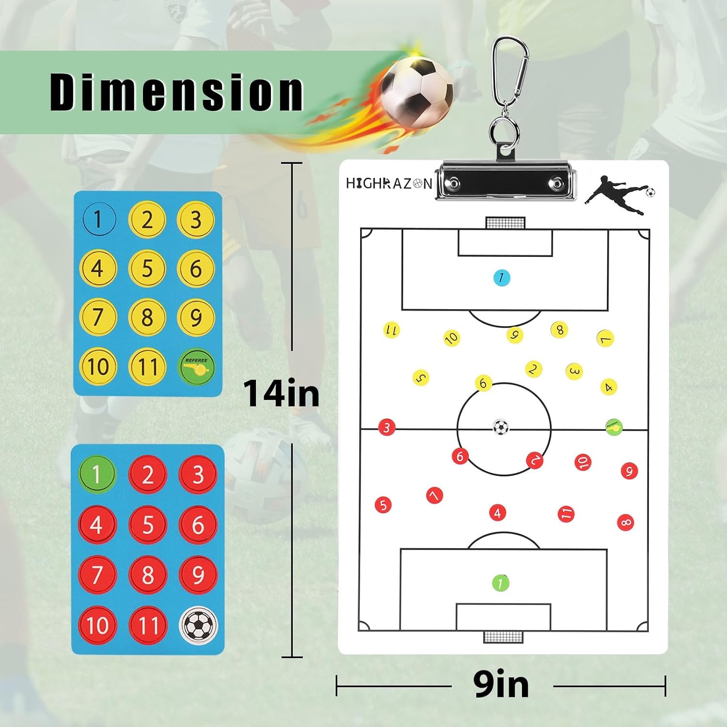 Magnetic Soccer Coaches Clipboard, White Double-Sided Dry Erase Coach Board, Tactics Whiteboard with Color Magnetic Sticker and 2 Markers for Coaches Gift - Image 3
