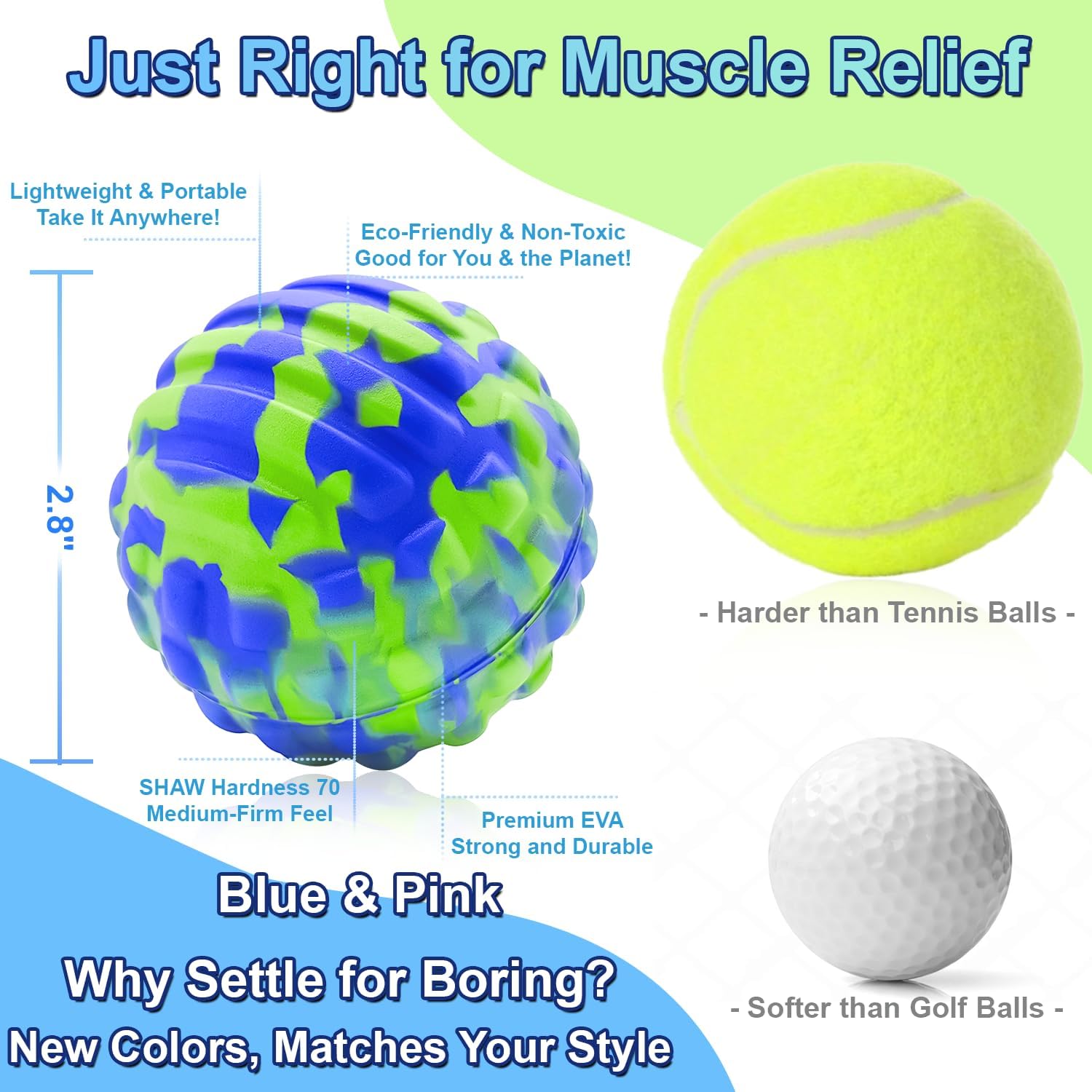 Deep Tissue Massage Ball for Exercise & Recovery - SGS Certification - Targets Back, Shoulder, Legs&Feet - Relieves Muscle Knots, Joint Pain&Tightness, Pressure Point Therapy- Myofascial Release Ball - Image 4