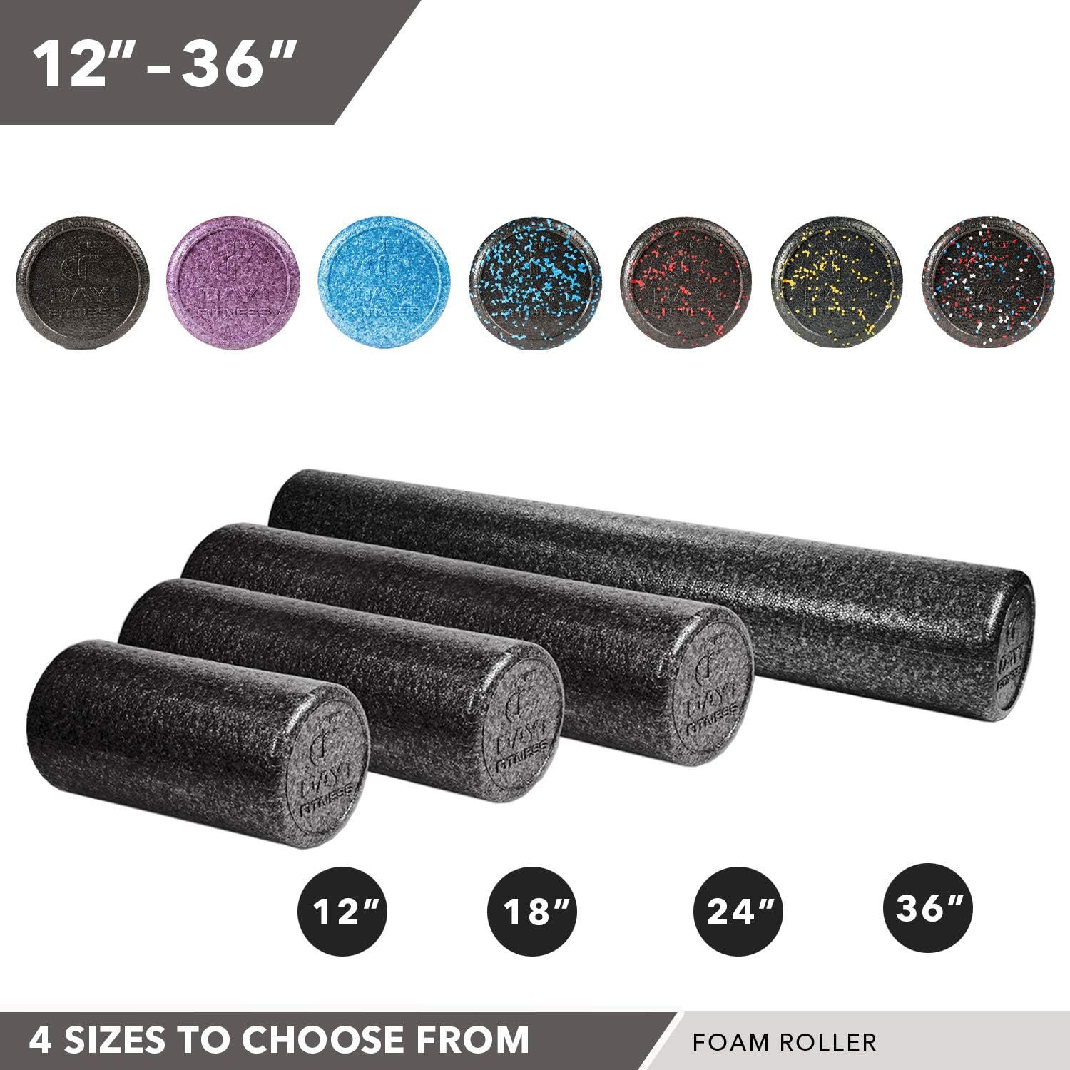 Day 1 Fitness High Density Muscle Foam Rollers - Sports Massage Rollers for Stretching, Physical Therapy, Deep Tissue, Myofascial Release - Ideal for Exercise and Pain Relief - Speckled Blue, 12” - Image 5