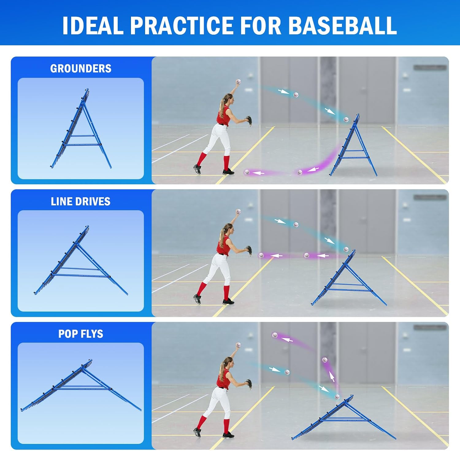 Volleyball Baseball Rebounder Net, Softball Rebounder Pitchback Net Quick Adjustments, Quick Adjustments Lacrosse Bounce Back Practice Equipment, Ideal for Outdoor Indoor and Backyard Training - Image 5
