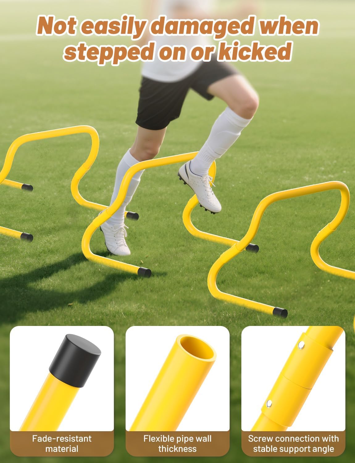 GHB Agility Hurdles Adjustable 8.3"&12.6" Speed Training Equipment Set | Foldable, Sturdy, Drill Guide &Carry Bag Included, For Amateur & Athletes, Soccer & Basketball - Image 4