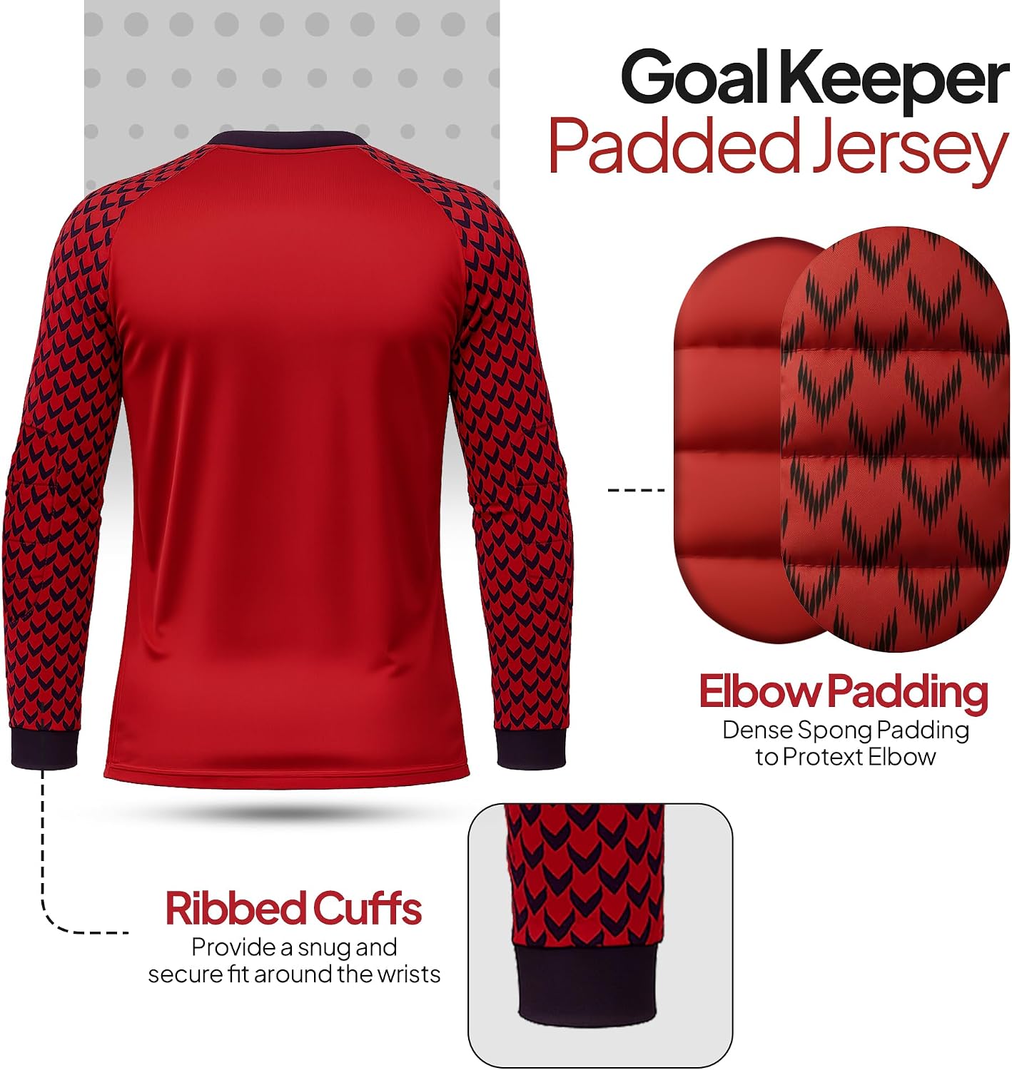 INTENZ Pack of 2 Soccer Goalie Shirt, Padded Goalkeeper Jersey, Polyester, Long Sleeve, Regular Fit, Youth and Adult Sizes - Image 2