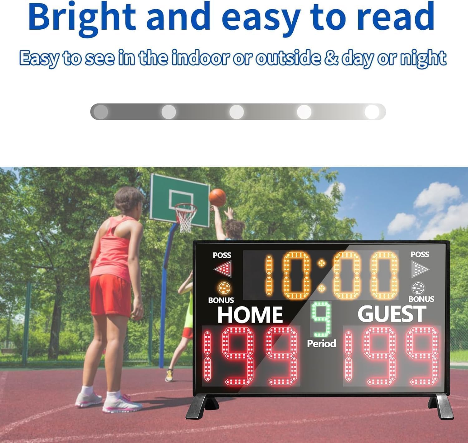 YZ Bigger LED Digital Scoreboard, Portable Basketball Scoreboard with Timer Clock, Electronic Scoreboard with Remote, Tabletop Scoreboard Clock, Score Keeper for Outdoor Game - Image 4