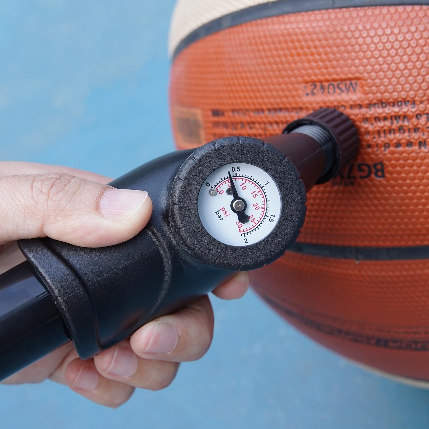 Tigrisk® Ball Pump with Pressure Gauge, Portable Sports Air Pump | Durable hand pump for inflatables. Accurate gauge helps inflate soccer ball, basketball pump and sports balls. - Image 7